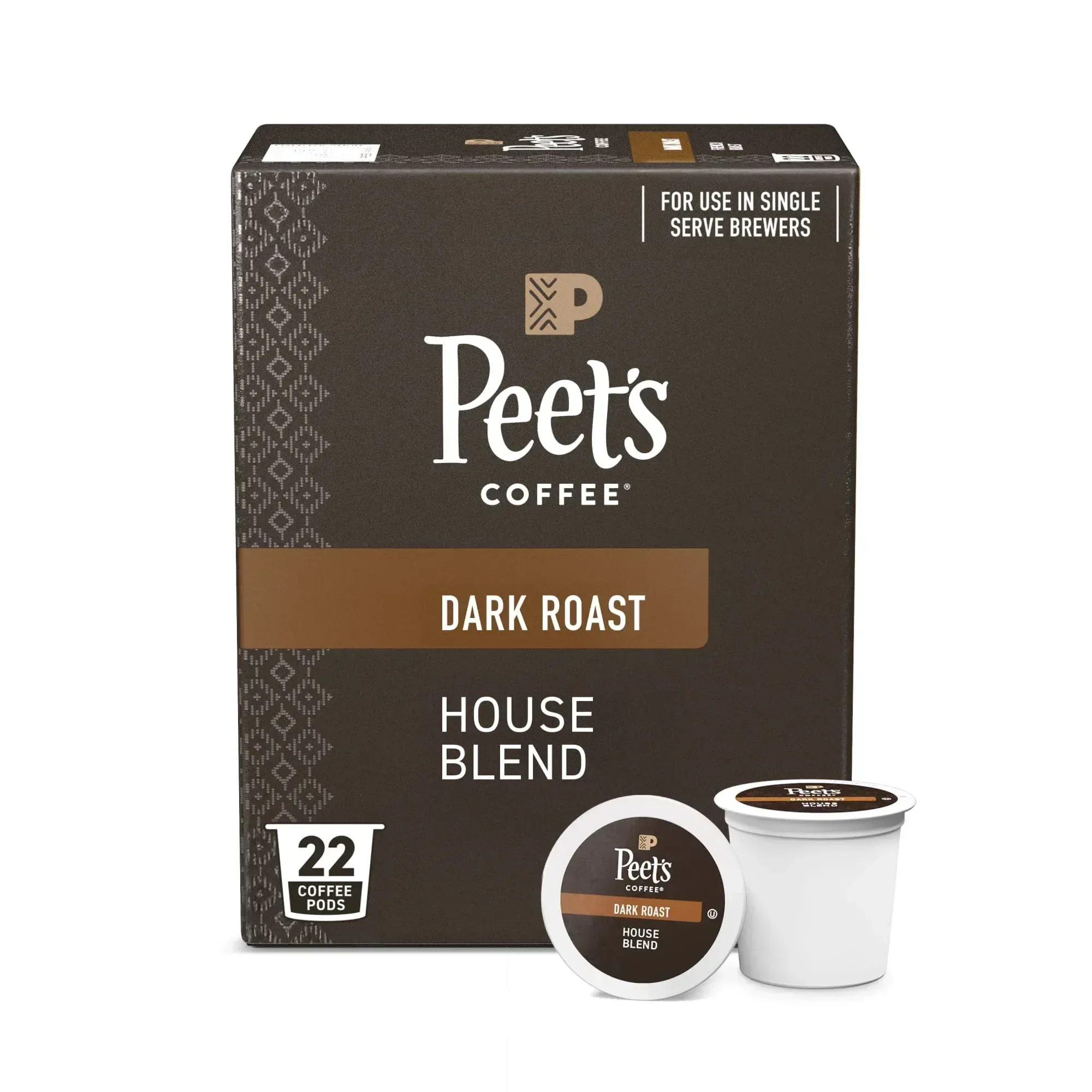Peet's Coffee House Blend Premium Dark Roast Single Serve Coffee Pods, 22 Count