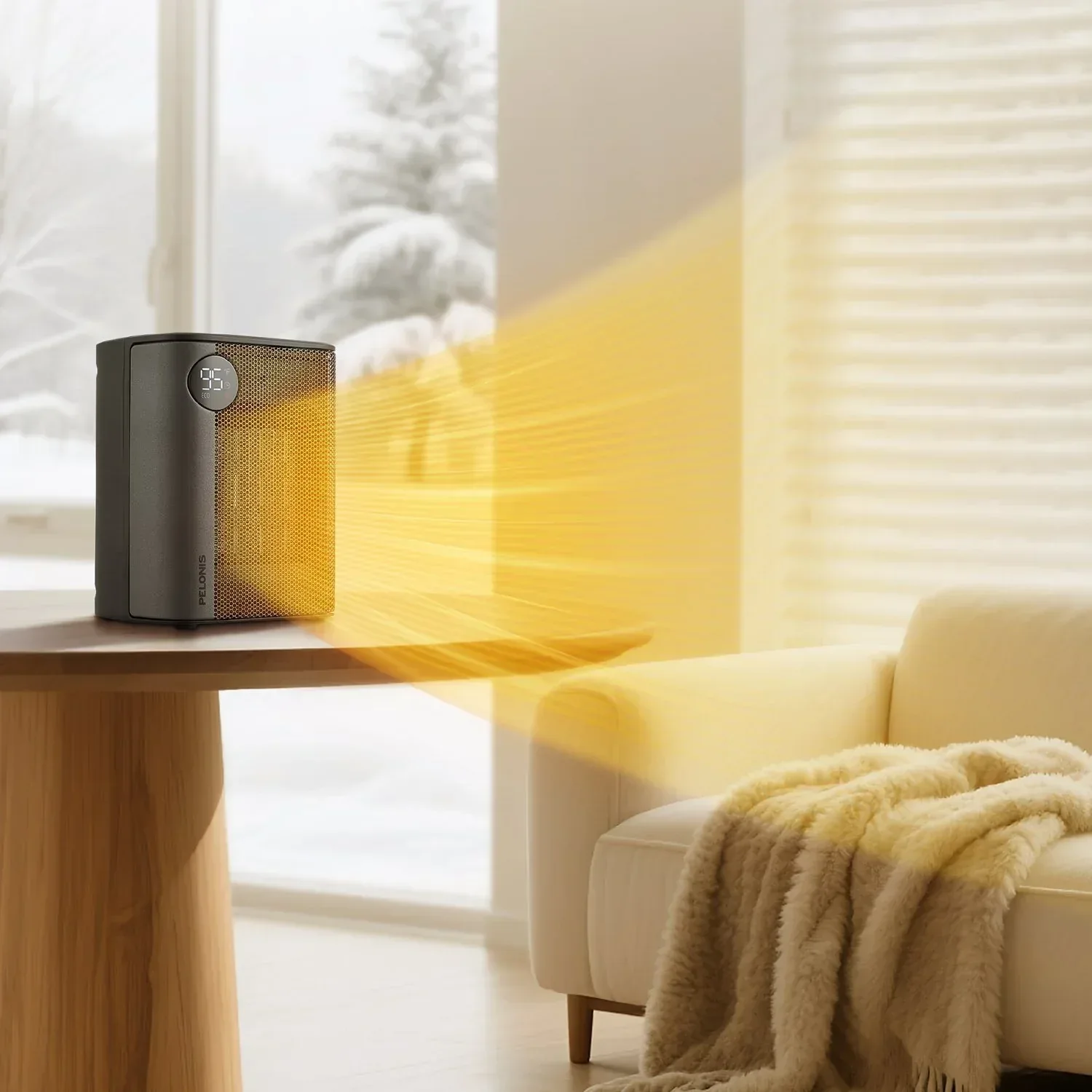 Pelonis Tabletop Digital Ceramic Heater with Digital Thermostat and Remote Control, Black - Image 2