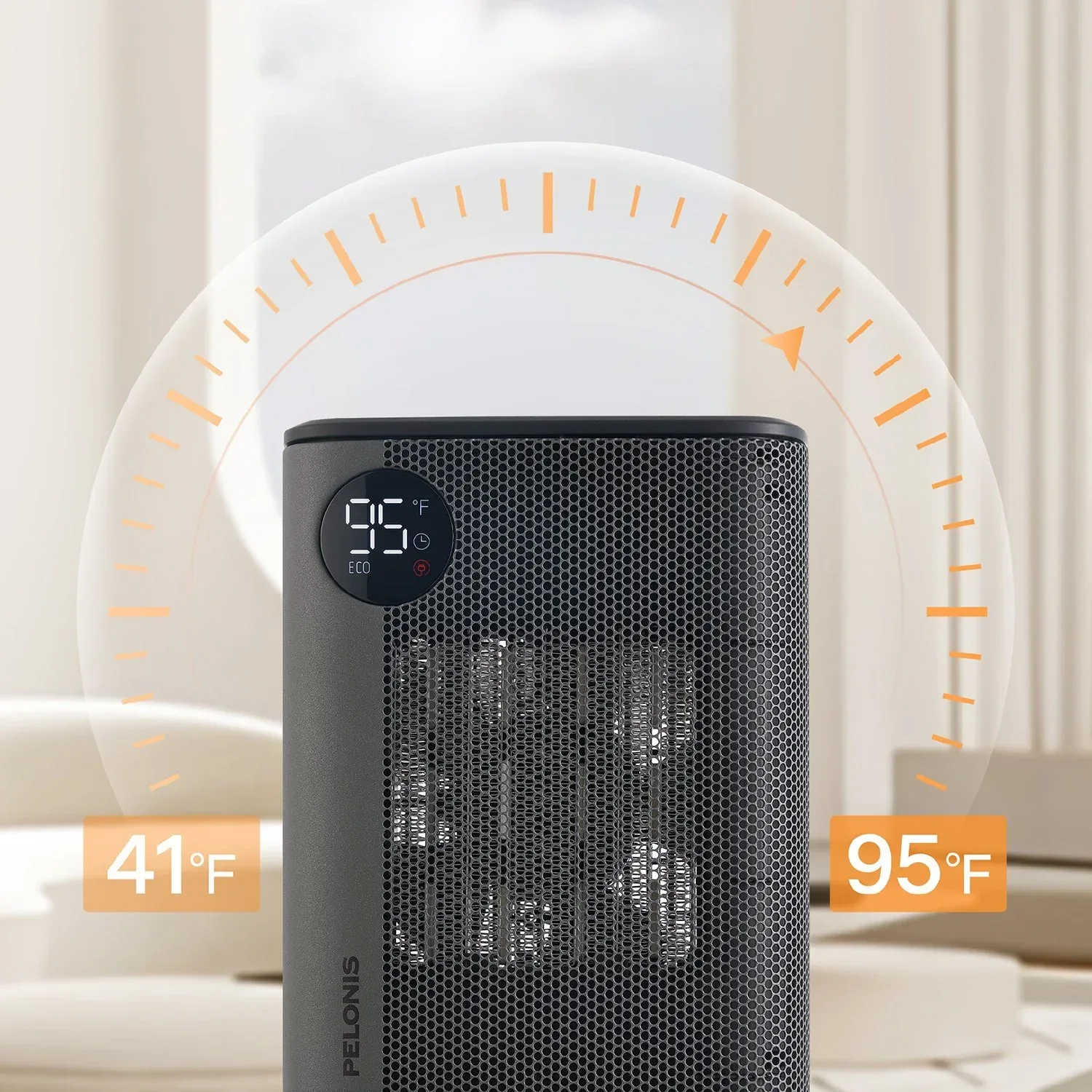 Pelonis Tabletop Digital Ceramic Heater with Digital Thermostat and Remote Control, Black - Image 5