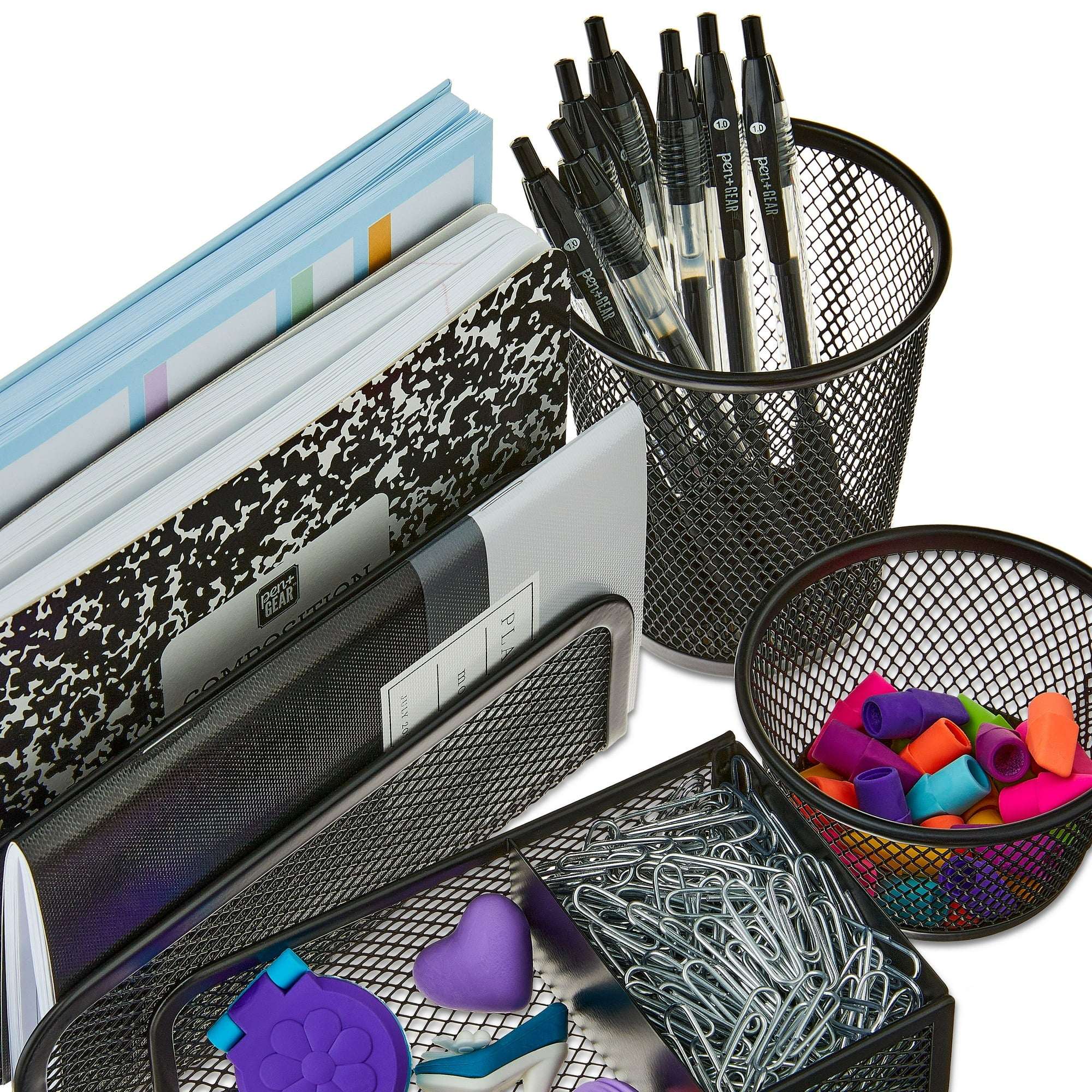Pen+Gear 4-Piece Metal Desk Organizer Set, Black - Image 3
