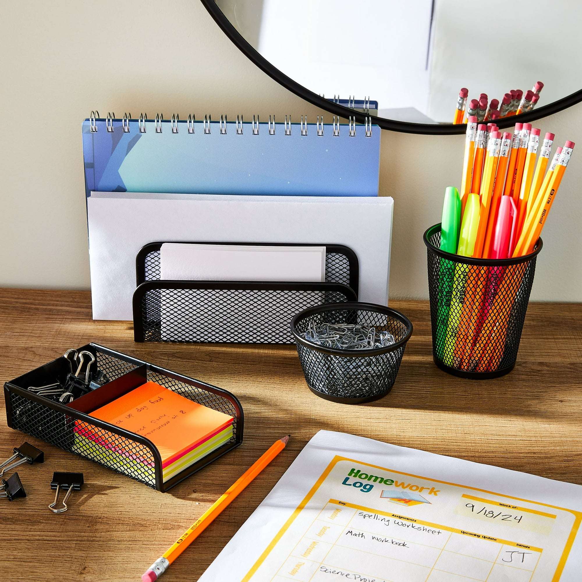 Pen+Gear 4-Piece Metal Desk Organizer Set, Black - Image 5