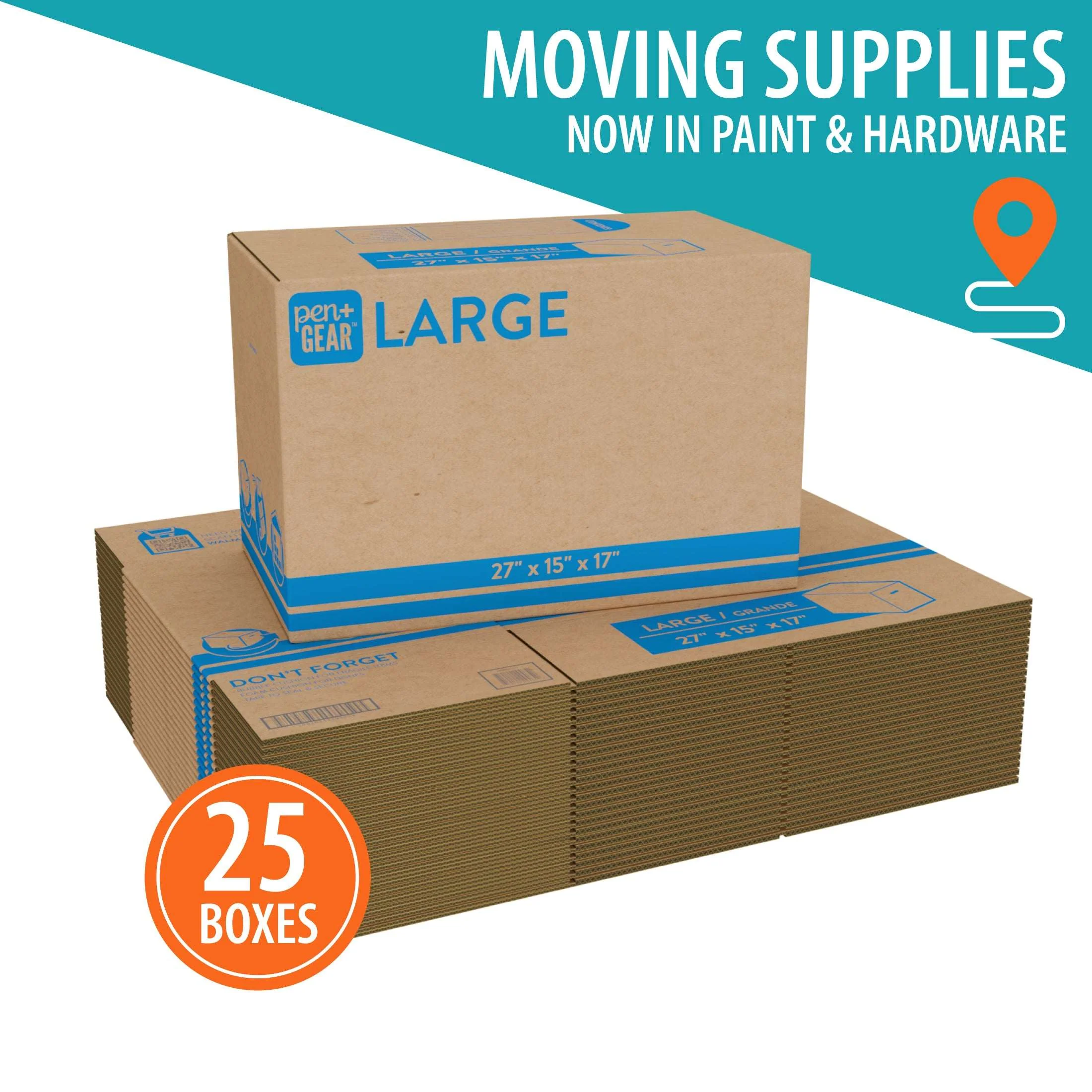 Pen+Gear Large Moving Boxes, 27L x 15W x 17H, Kraft - Image 10