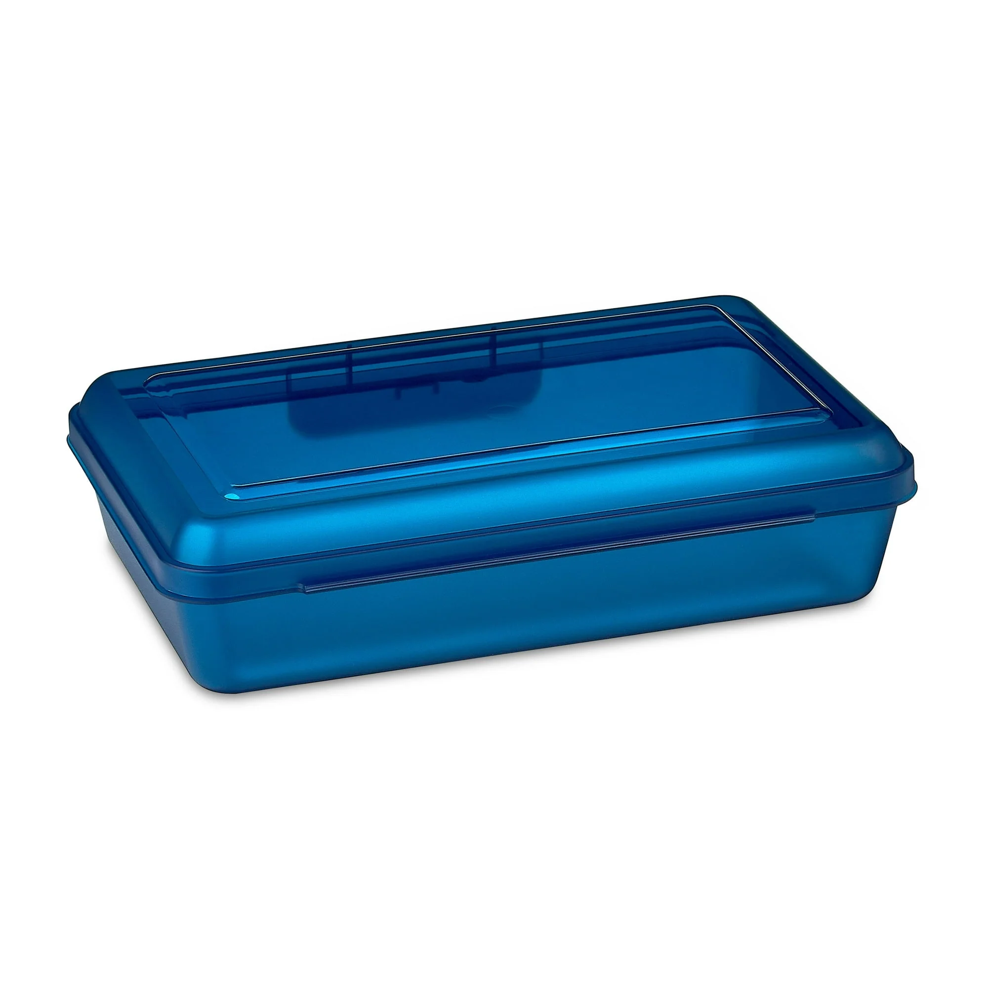Pen+Gear Lightweight Plastic Pencil Box with Snap-on Lid, Translucent Sapphire Blue, 12-Pack - Image 2