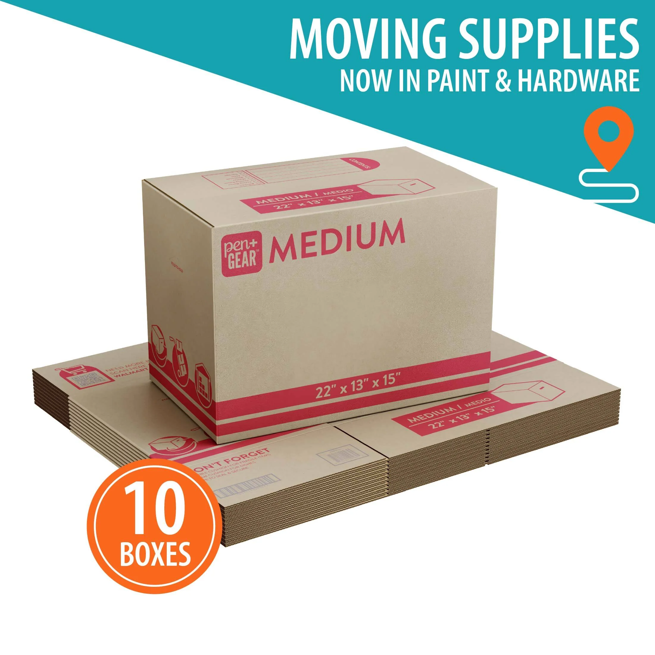 Pen+Gear Medium Moving Boxes, 22 in. L x 13 in. W x 15 in. H, Kraft - Image 9