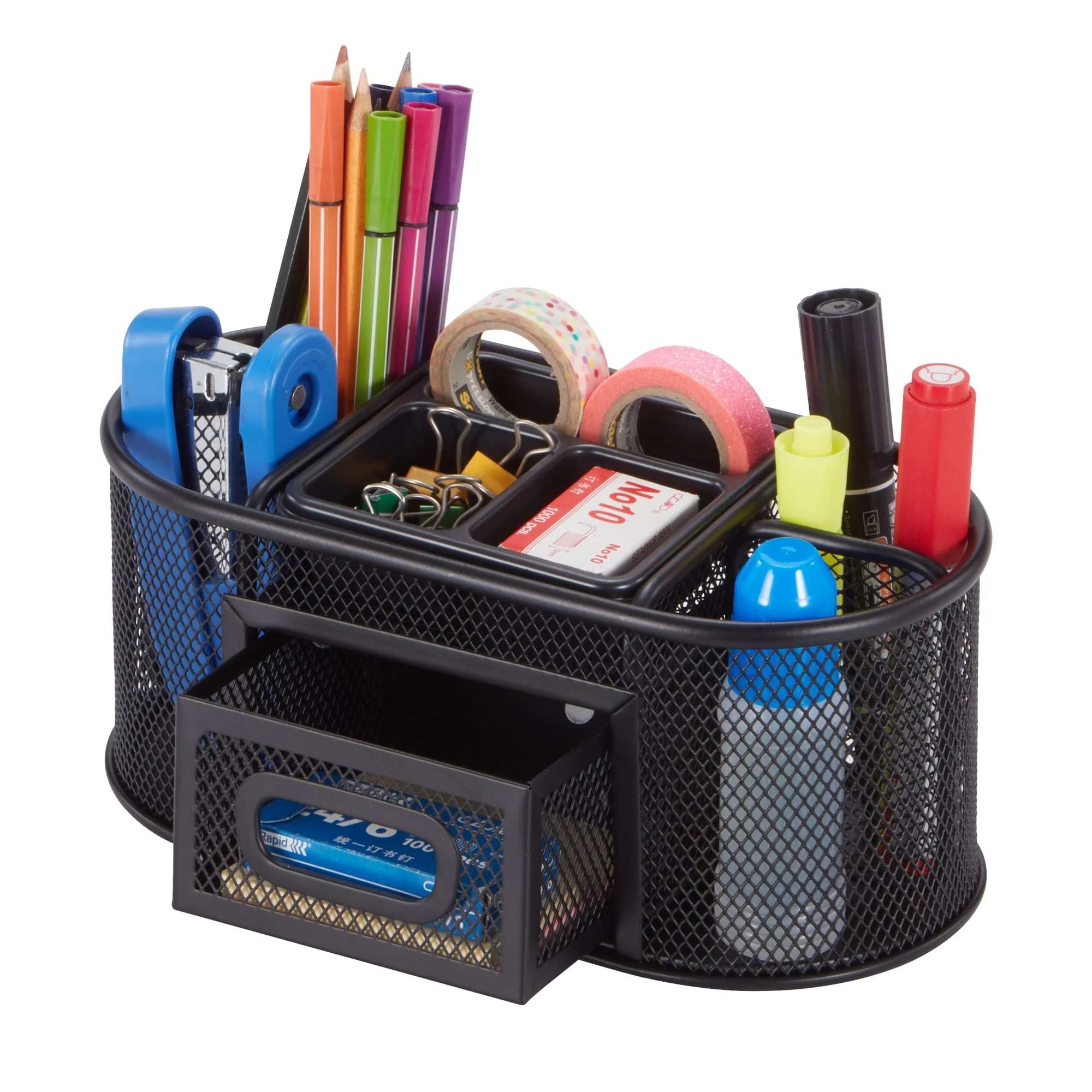 Pen+Gear Metal Mesh Desktop Organizer, 8 Compartments, Black - Image 3