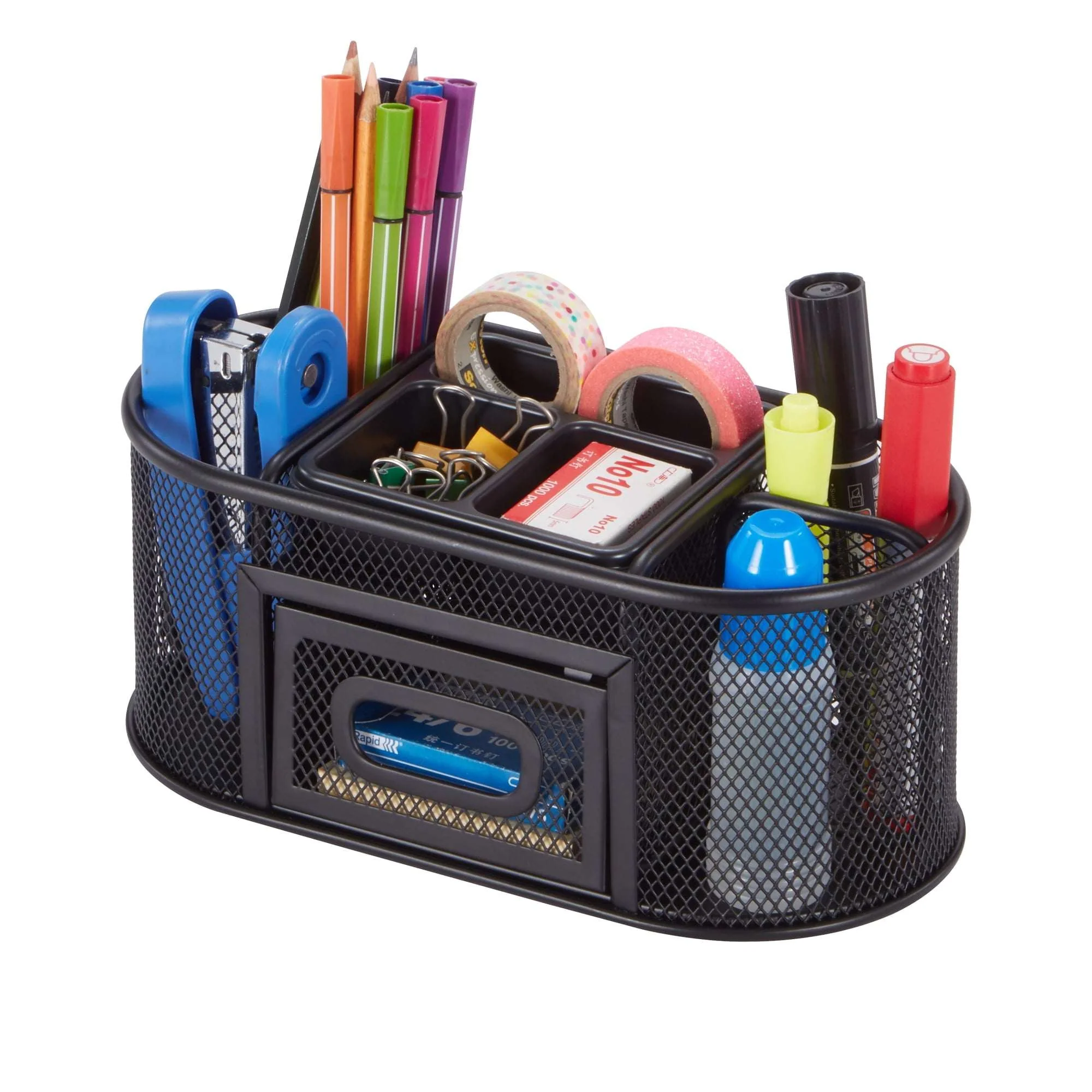 Pen+Gear Metal Mesh Desktop Organizer, 8 Compartments, Black - Image 4