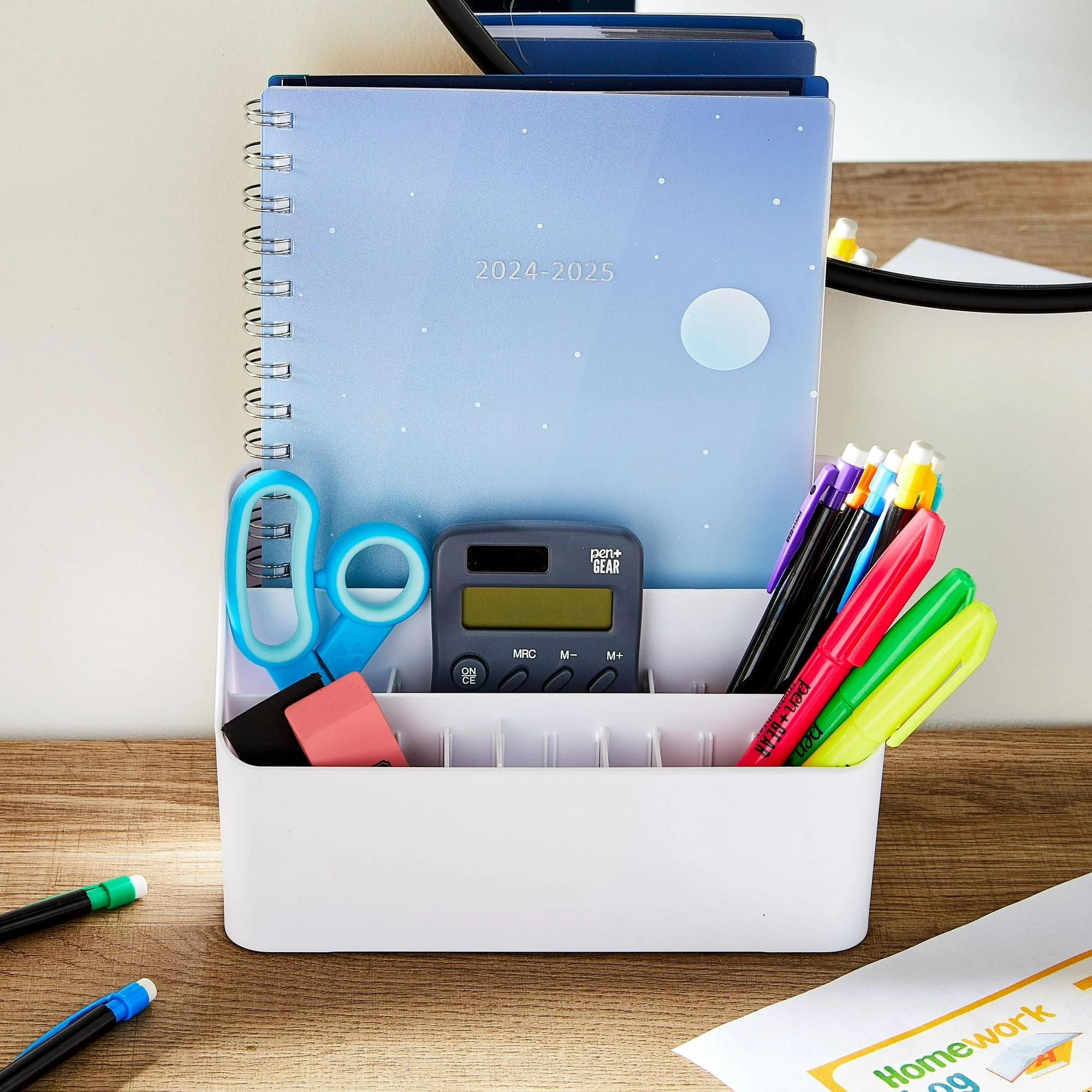 Pen+Gear White All in One Desktop Storage Organizer for School and Office Supplies - Image 8