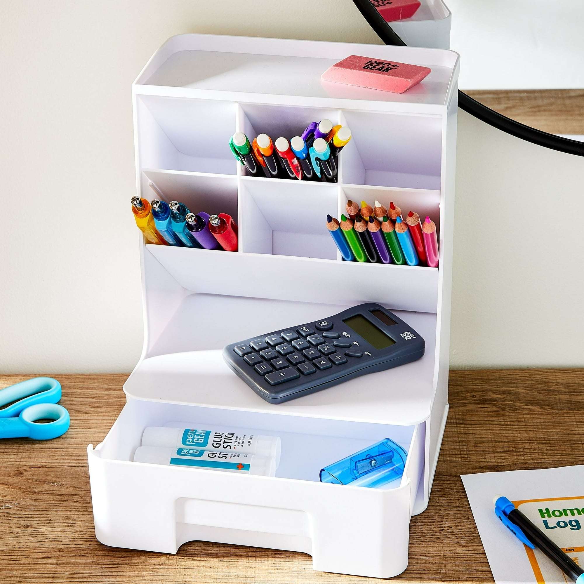 Pen Gear White Tall Organizer Plastic Desktop Organizer - Image 4