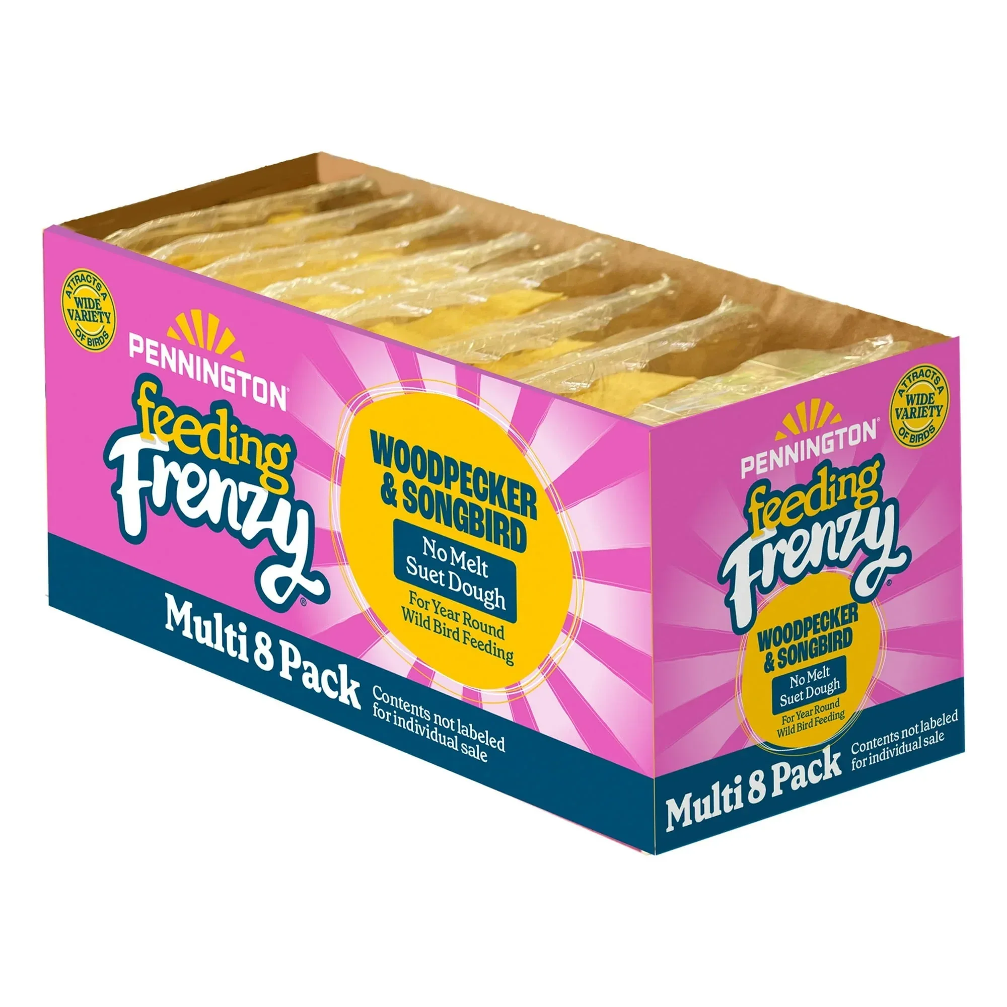Pennington Feeding Frenzy No-Melt Suet Dough Woodpecker & Songbird Suet Cakes for Wild Birds, Wild Bird Food, 10 Oz. Cake, 8 Count Value Pack, Fresh - Image 2
