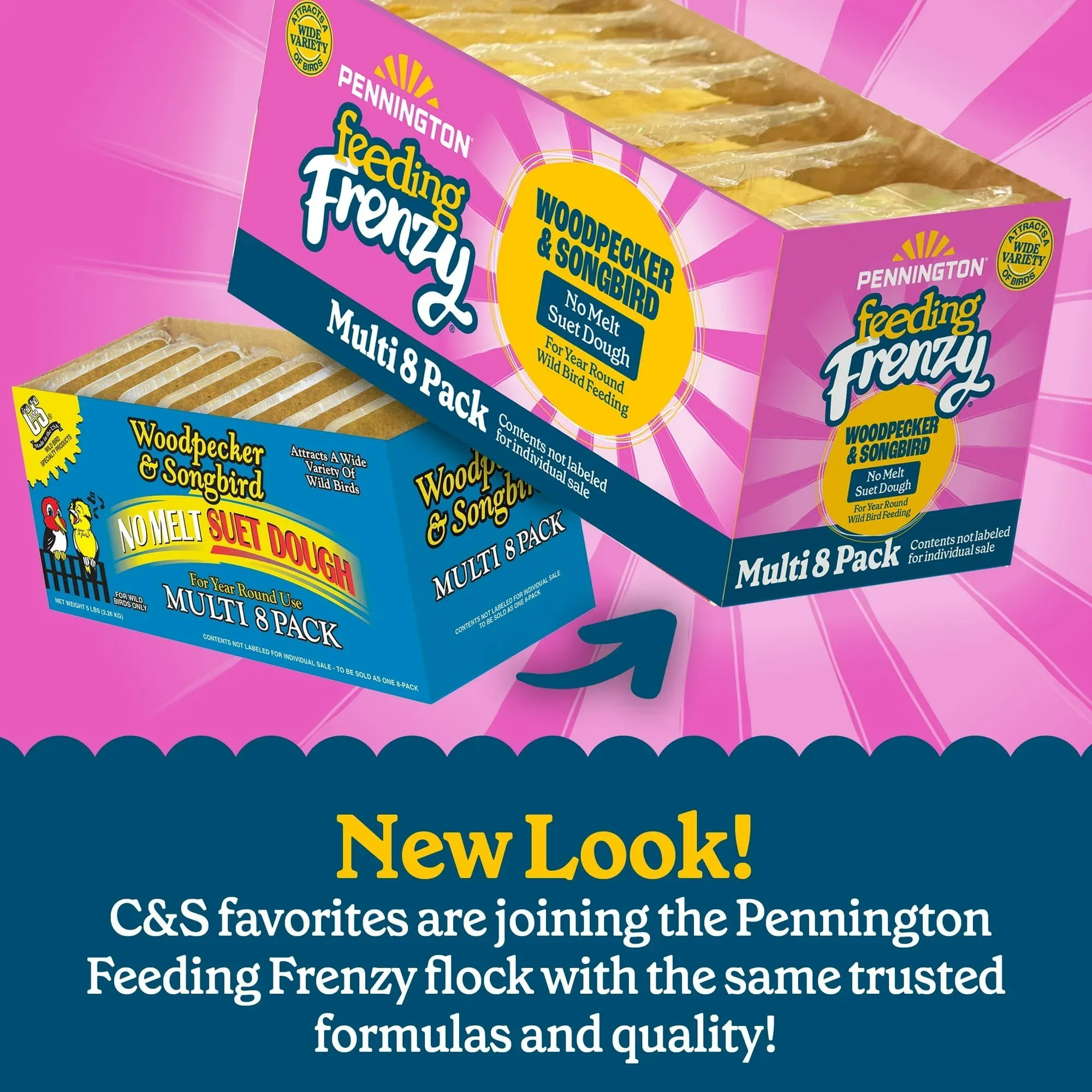 Pennington Feeding Frenzy No-Melt Suet Dough Woodpecker & Songbird Suet Cakes for Wild Birds, Wild Bird Food, 10 Oz. Cake, 8 Count Value Pack, Fresh - Image 3