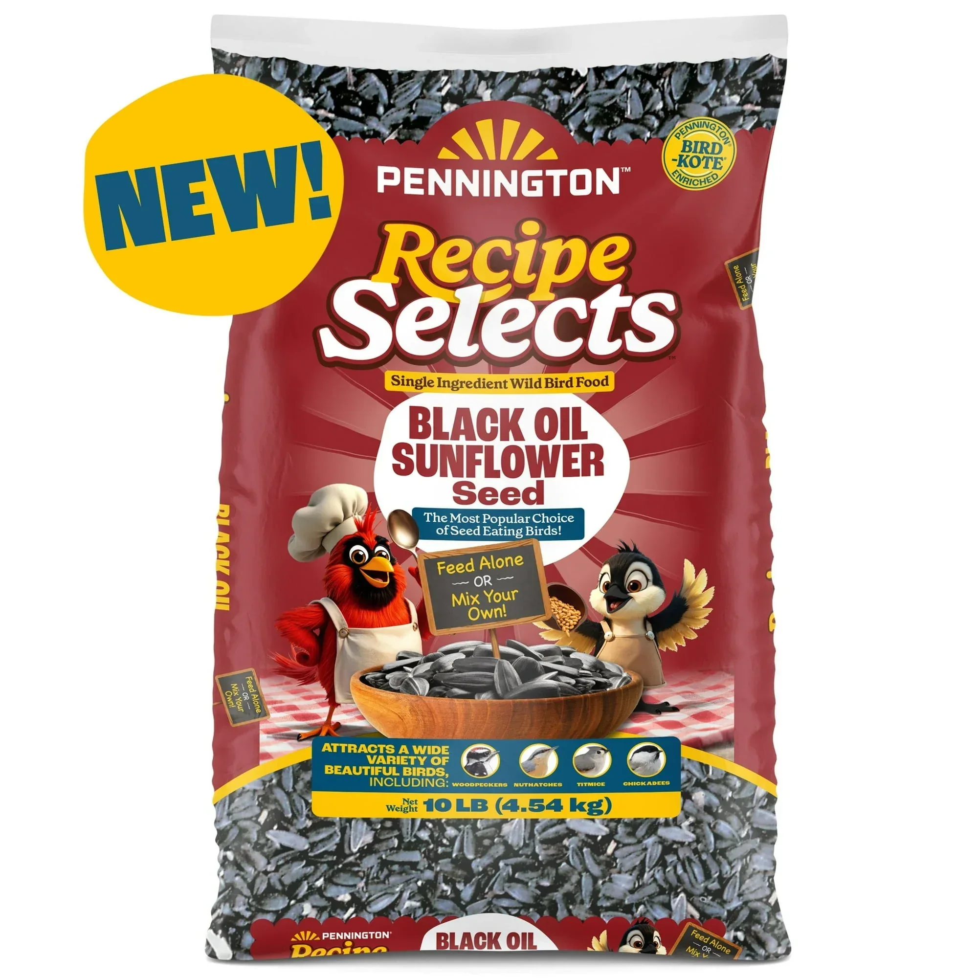Pennington Recipe Selects Black Oil Sunflower Seed Dry Wild Bird Feed, Bird Food, 1 Pack