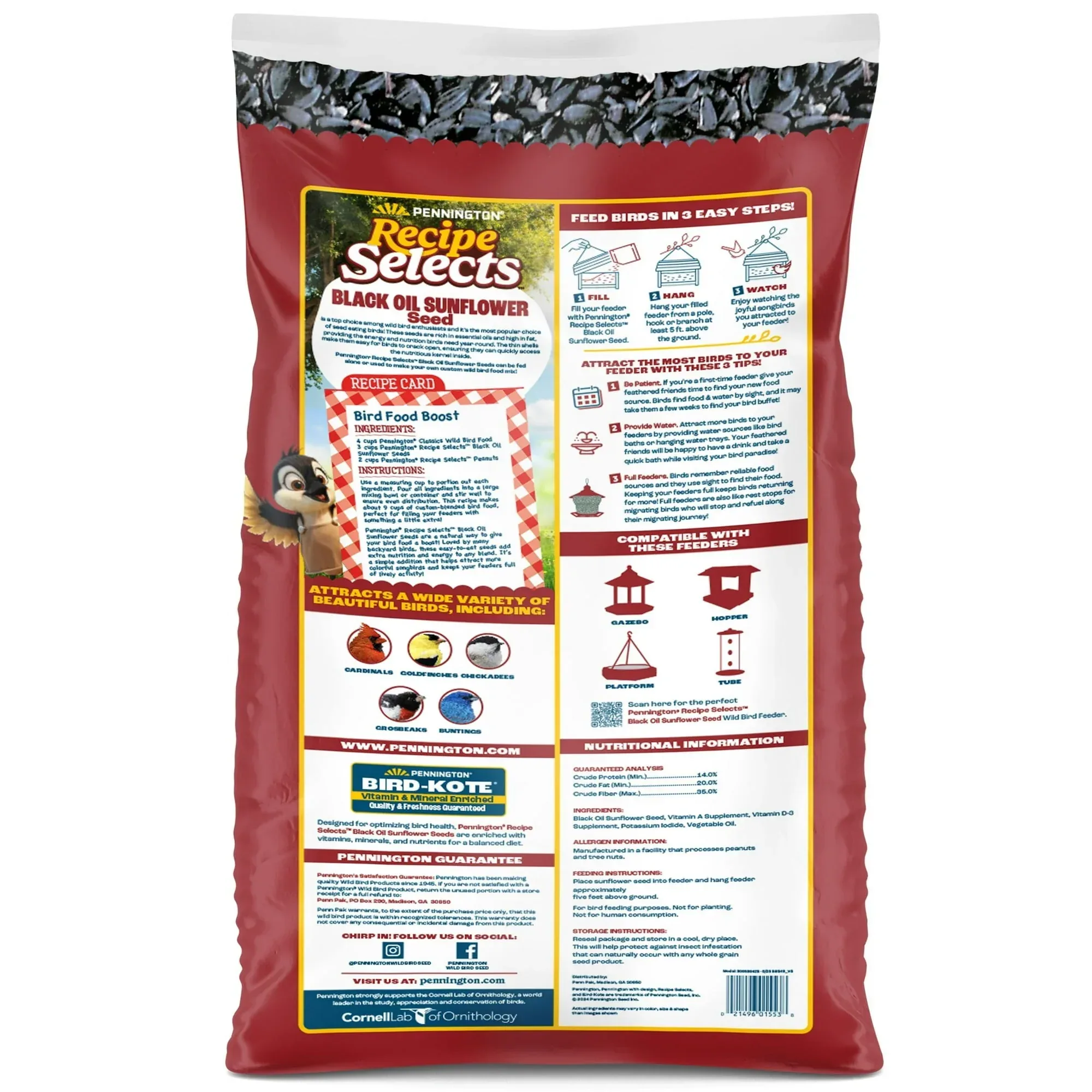 Pennington Recipe Selects Black Oil Sunflower Seed Dry Wild Bird Feed, Bird Food, 1 Pack - Image 13