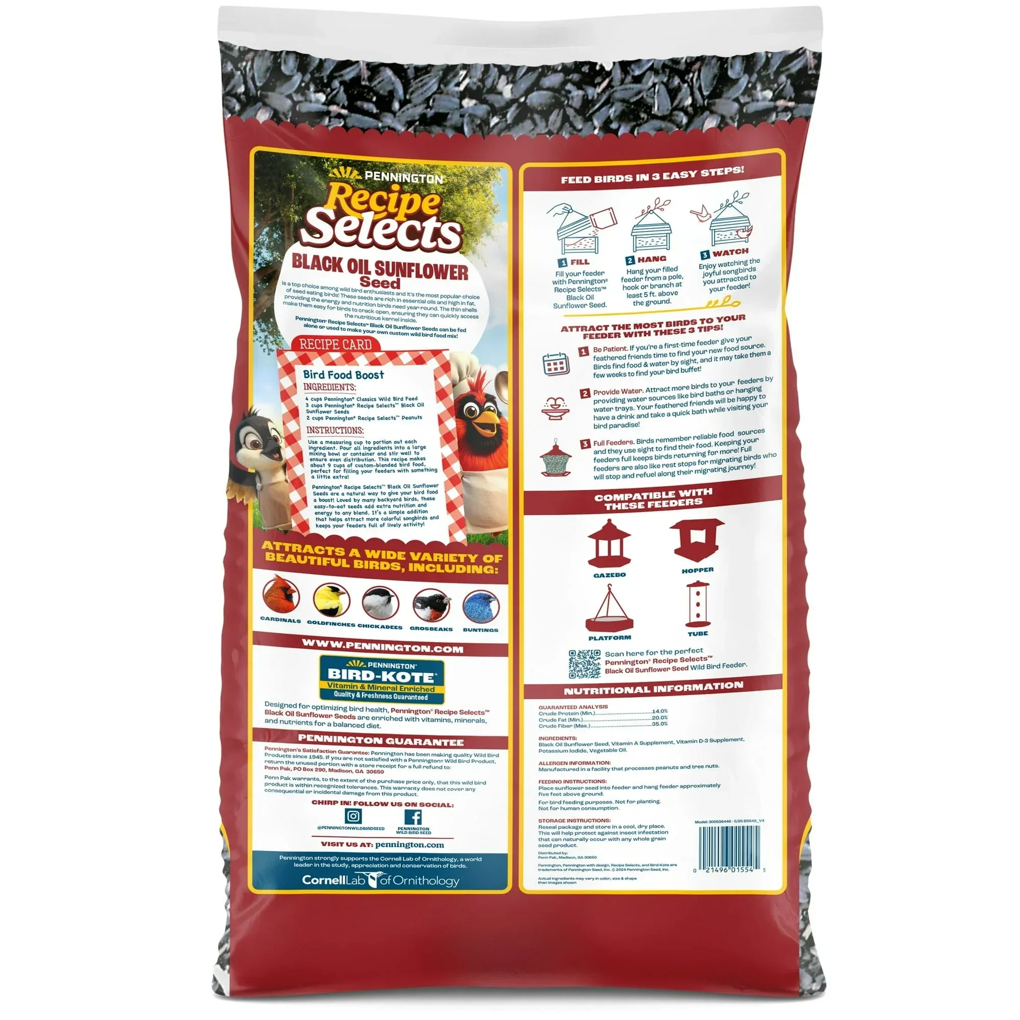 Pennington Recipe Selects Black Oil Sunflower Seed Dry Wild Bird Feed, Bird Food, 1 Pack - Image 2