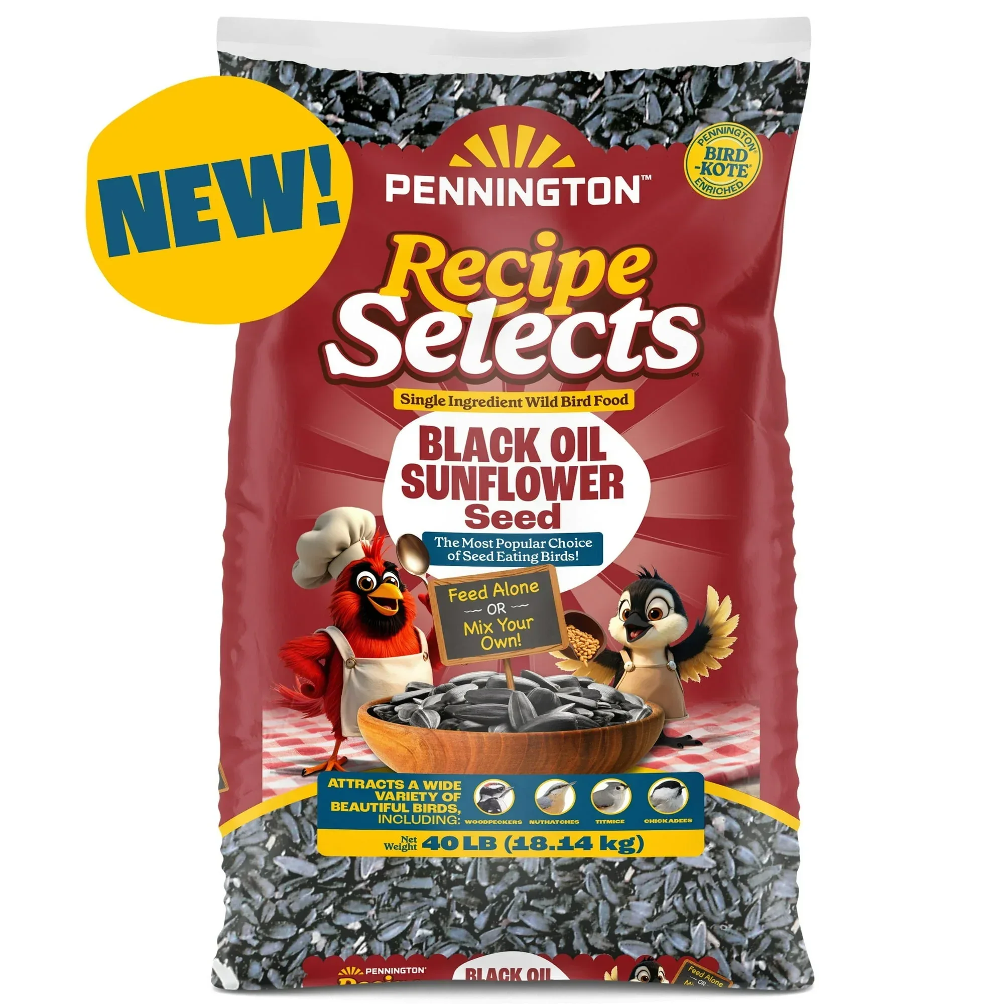 Pennington Recipe Selects Black Oil Sunflower Seed Dry Wild Bird Feed, Bird Food, 1 Pack - Image 23
