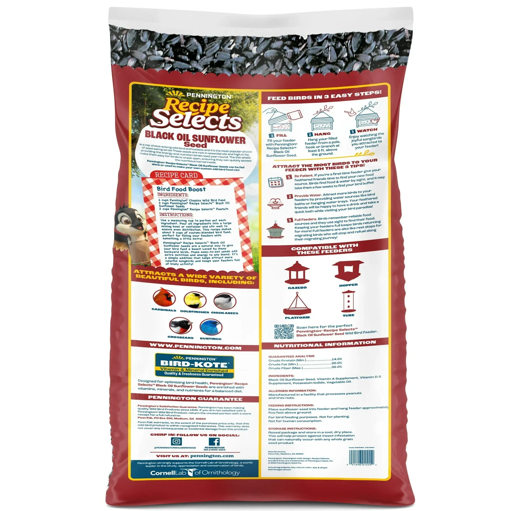 Pennington Recipe Selects Black Oil Sunflower Seed Dry Wild Bird Feed, Bird Food, 1 Pack - Image 24