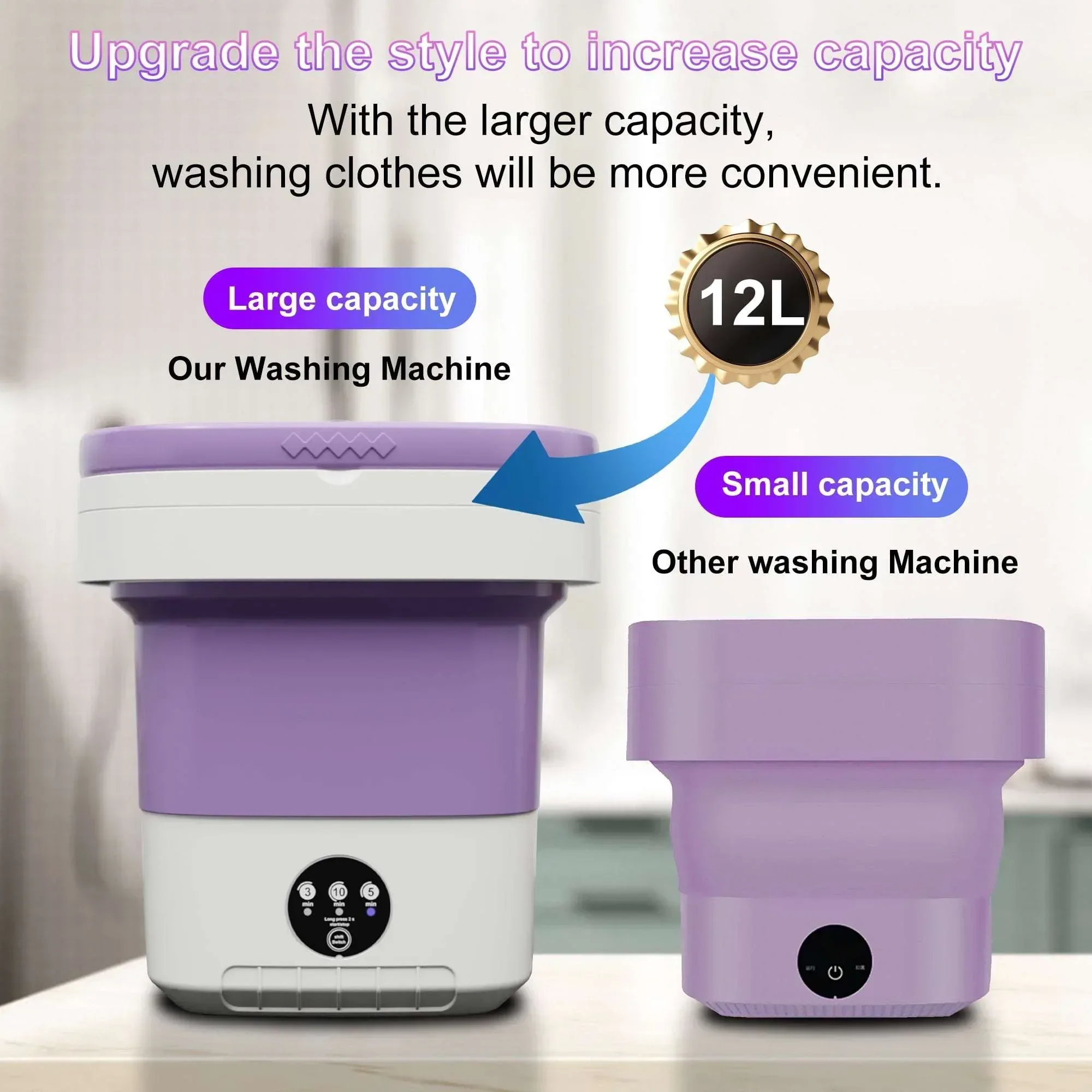 Pentantan 12L Portable Washing Machine, Mini Foldable Washer for Apartment, Camping, RV, Travel, Underwear, Socks - Image 4