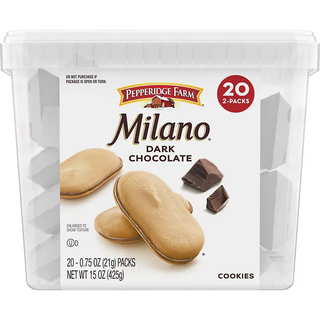 Pepperidge Farm Milano Cookies, Dark Chocolate, 2 Cookies Per Pack, 20 pk./0.75 oz. - Image 3