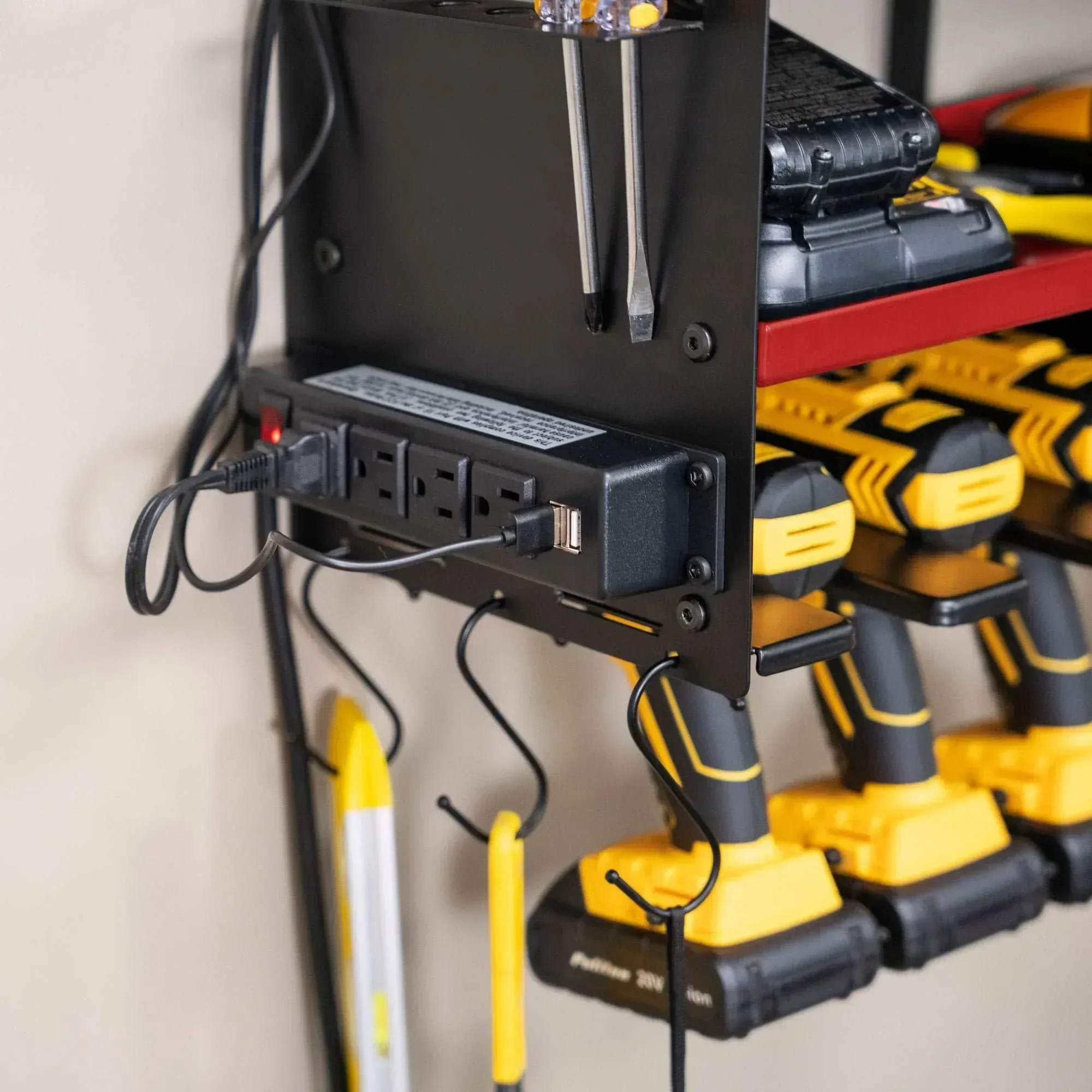 Permasteel 24.6″ 6-Bay Heavy Duty Wall Mounted Power Tool Organizer - Image 15