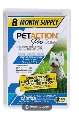 Pet Action Flea & Tick Small Dog Treatment, 5-22 lbs., 8 treatments