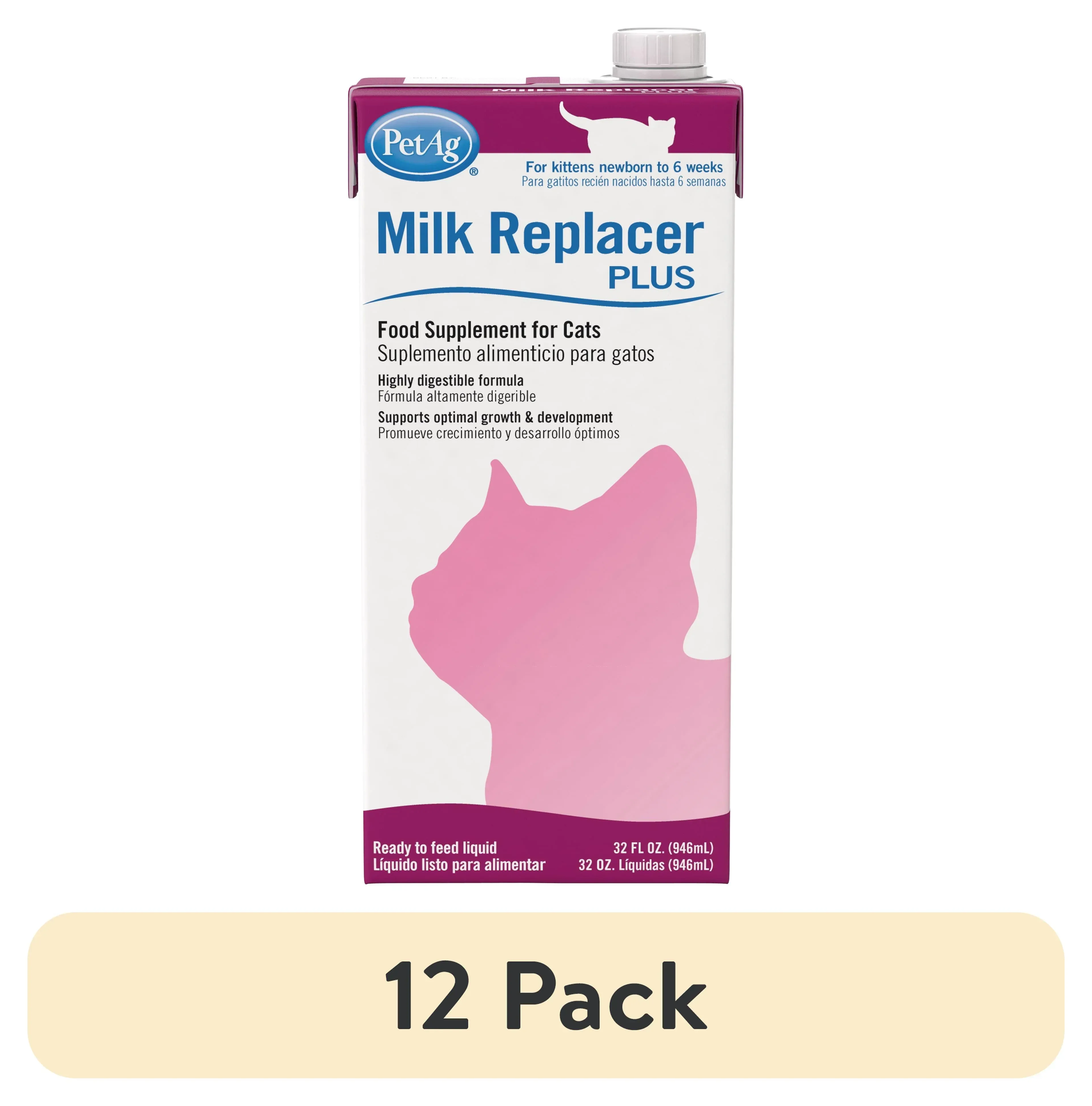 PetAg Milk Replacer Plus Liquid for Cats and Kittens, 32 fl oz - Image 12