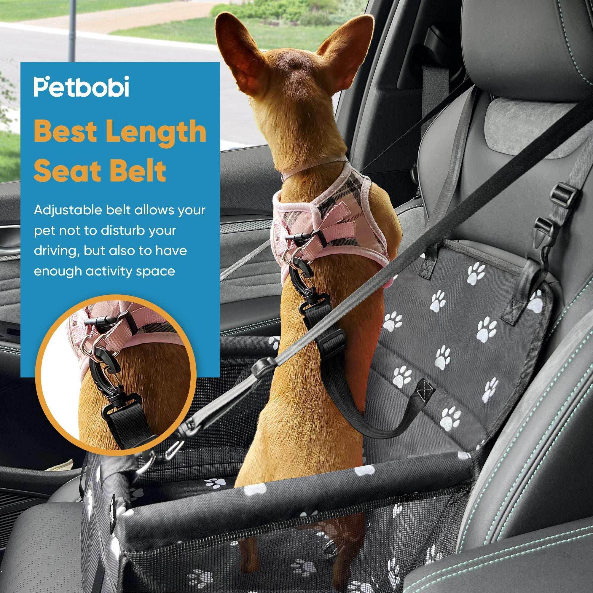 Petbobi Dog Car Booster Seat Travel Carrier for Dog Cat Portable Travel Bag with Seat Belt Safety Stable for Travel Pet Car Seat with Clip on Leash and Storage Package - Image 4