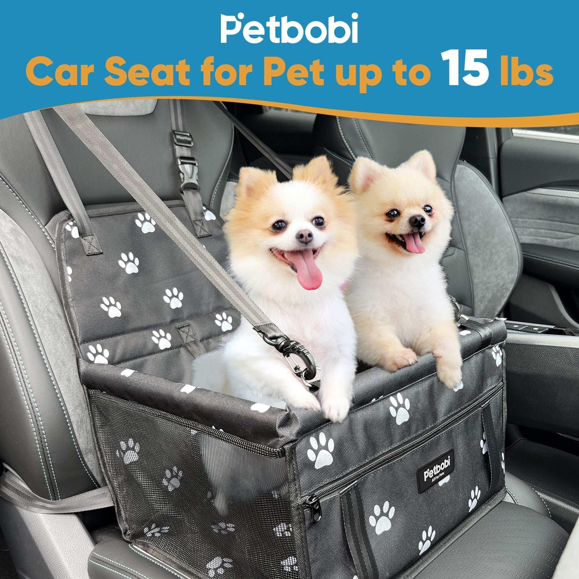 Petbobi Dog Car Booster Seat Travel Carrier for Dog Cat Portable Travel Bag with Seat Belt Safety Stable for Travel Pet Car Seat with Clip on Leash and Storage Package - Image 6