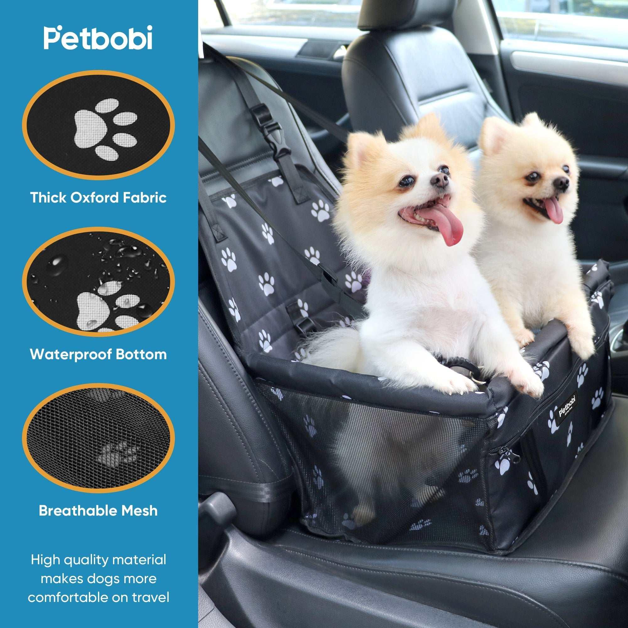 Petbobi Dog Car Booster Seat Travel Carrier for Dog Cat Portable Travel Bag with Seat Belt Safety Stable for Travel Pet Car Seat with Clip on Leash and Storage Package - Image 7