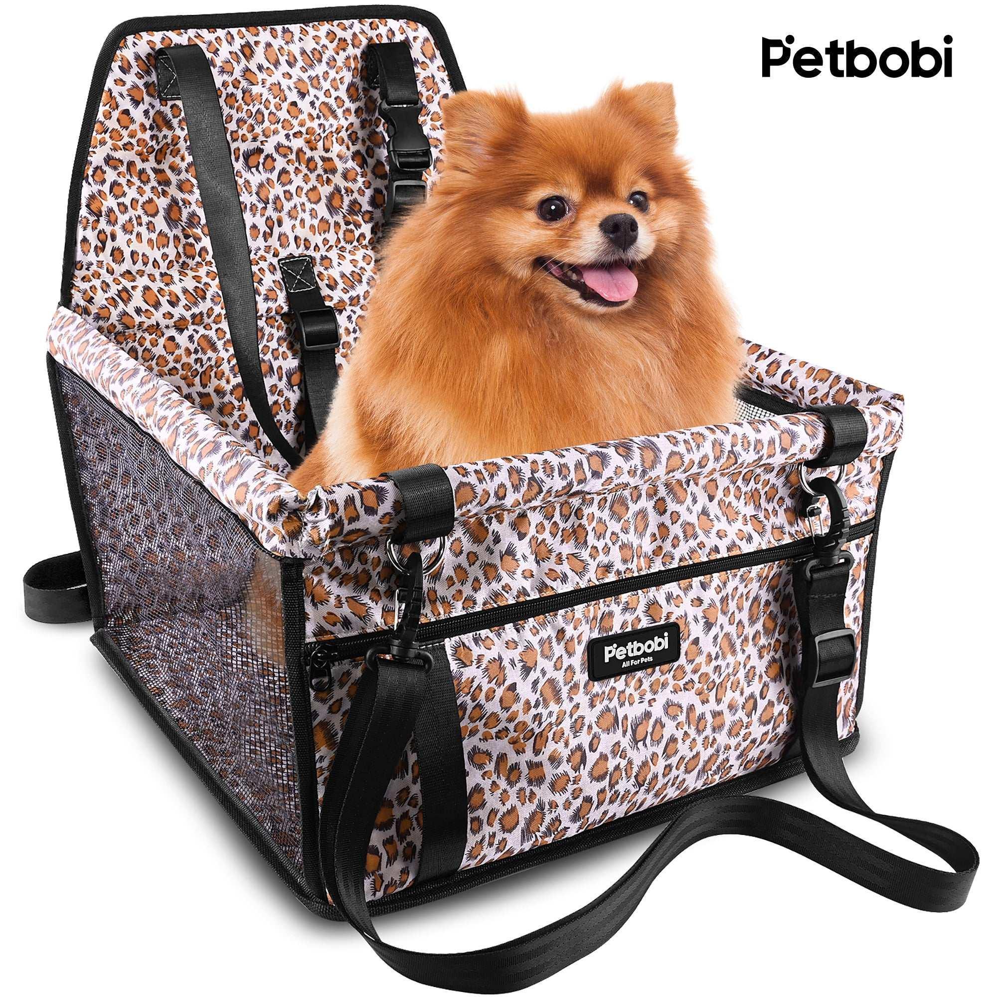 Petbobi Dog Car Booster Seat Travel Carrier for Dog Cat Portable Travel Bag with Seat Belt Safety Stable for Travel Pet Car Seat with Clip on Leash and Storage Package - Image 8