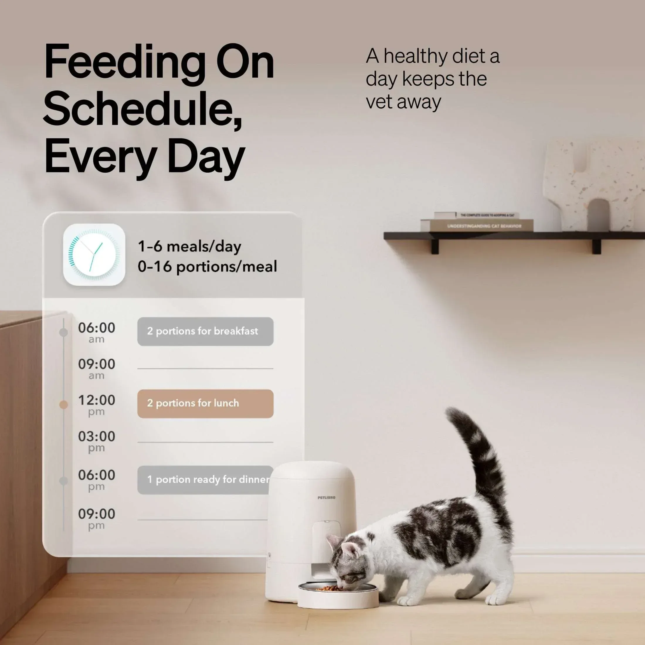 Petlibro 2L Air Automatic Cat Feeder, Battery-Operated Food Dispenser with 180-Day Battery Life, AIR Timed Feeder for Cats & Dogs, White - Image 4