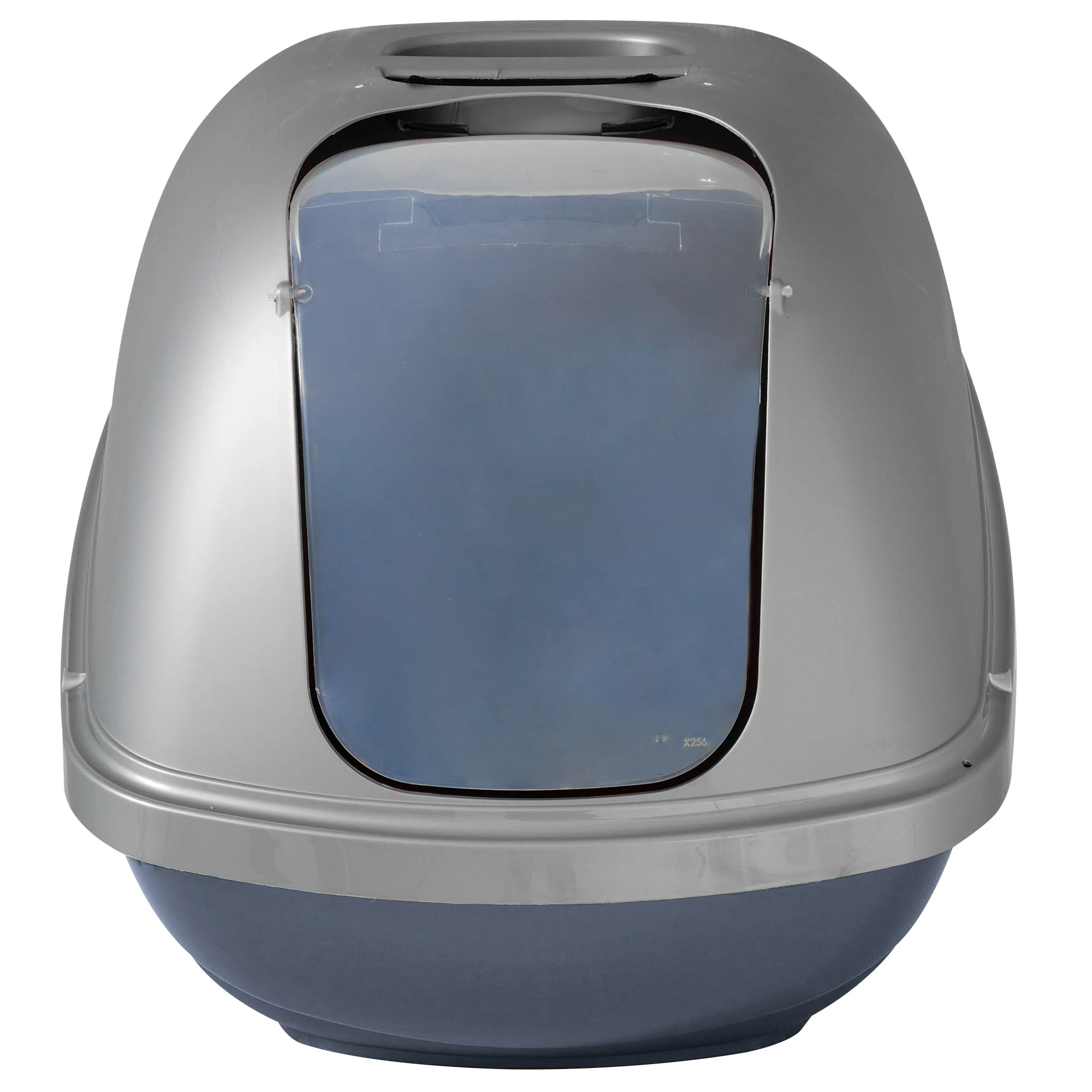 Petmate Basic Hooded Enclosed Cat Litter Pan Covered Plastic Box with Door, Large, Blue Silver - Image 6