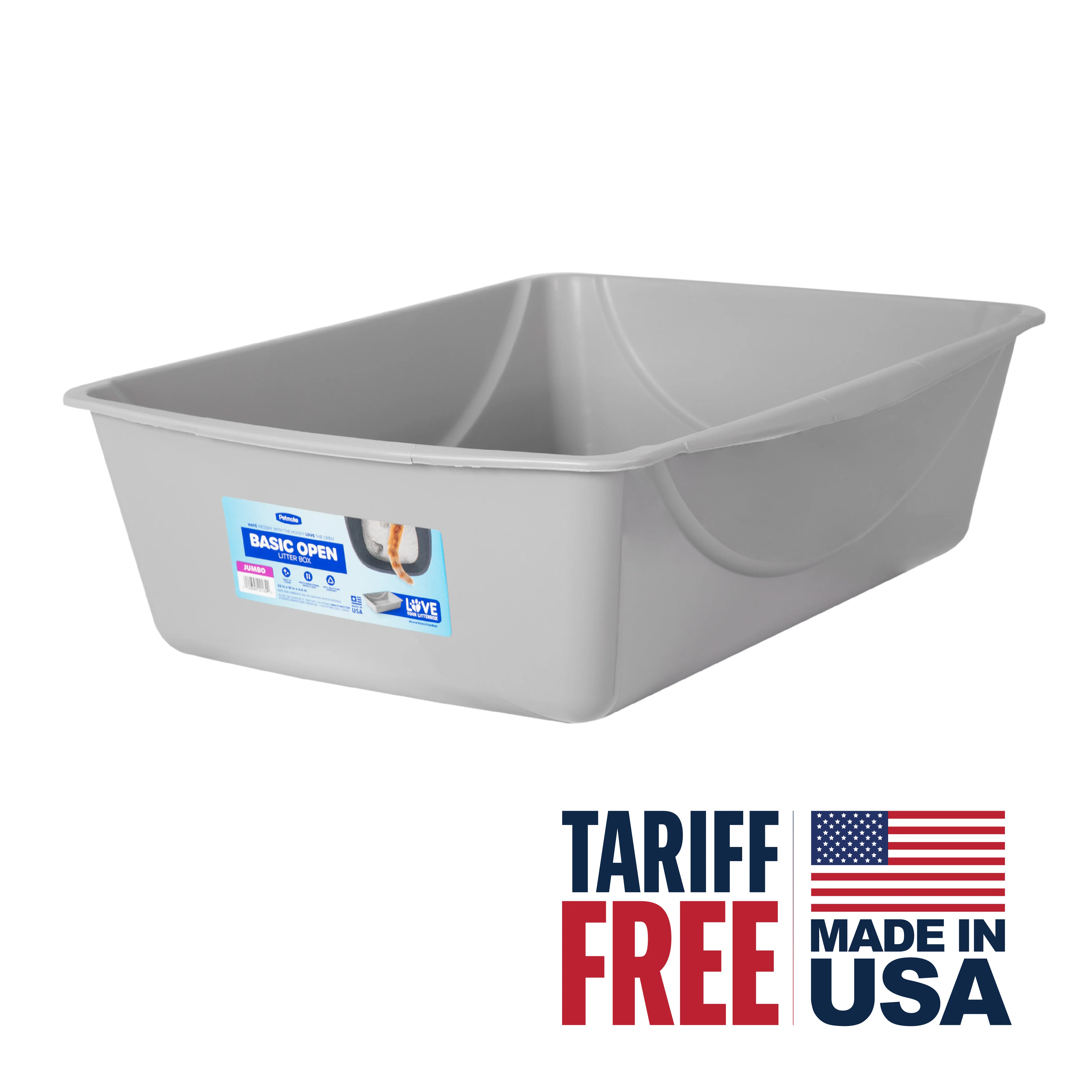 Petmate Basic Open Top Cat Litter Pan Plastic Cat Litter Box, Jumbo, Grey - Image 3