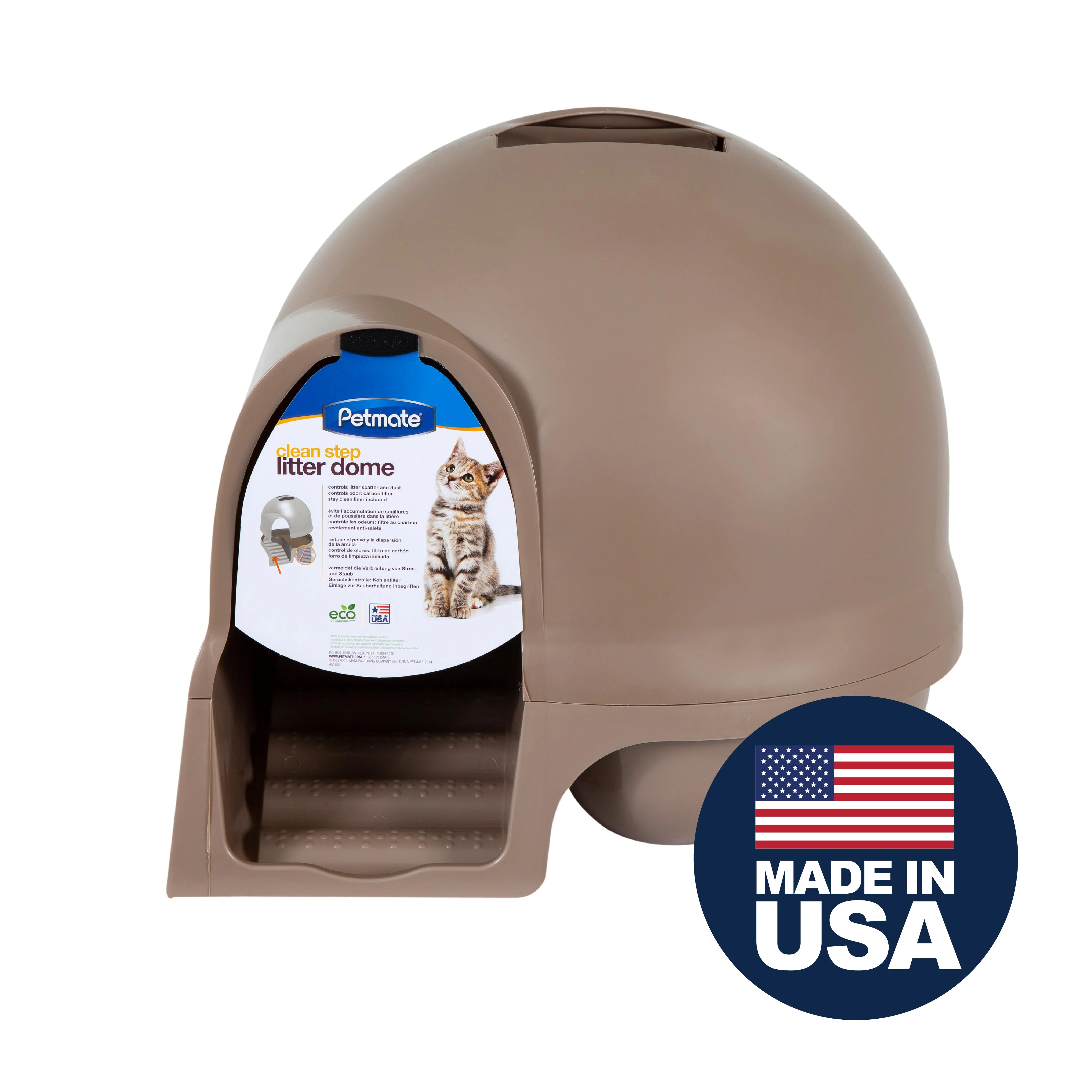 Petmate Booda Dome Clean Step Plastic Enclosed Cat Litter Box with Steps, 95 % Recycled, Titanium - Image 3