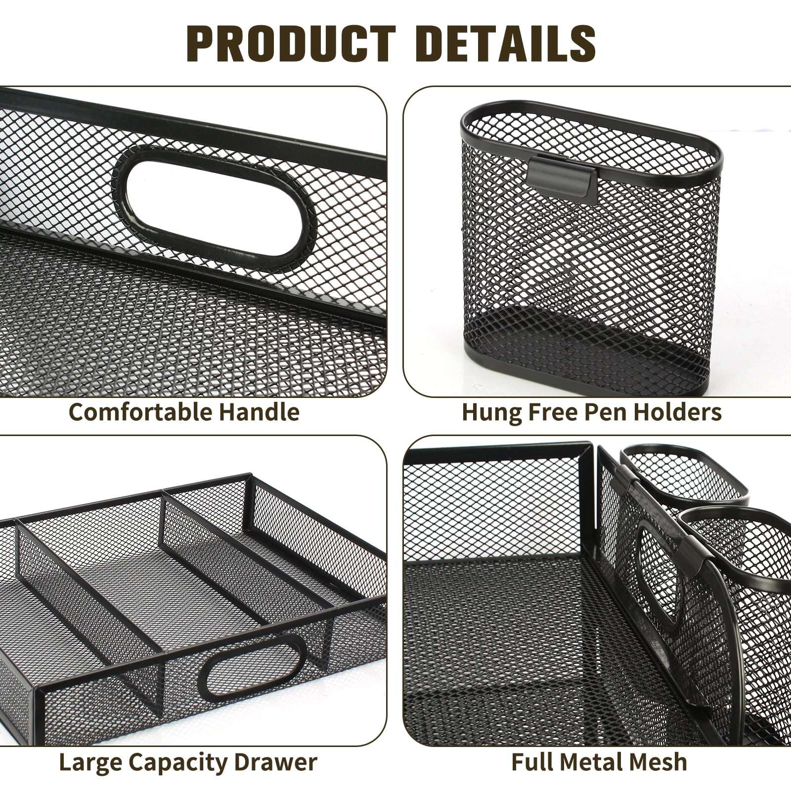 PHANCIR 4-Tier Desk Organizer, New Office Supplies, Metal Desktop File Organizer & Storage with Pull-out Drawer, 1 Pack - Image 6