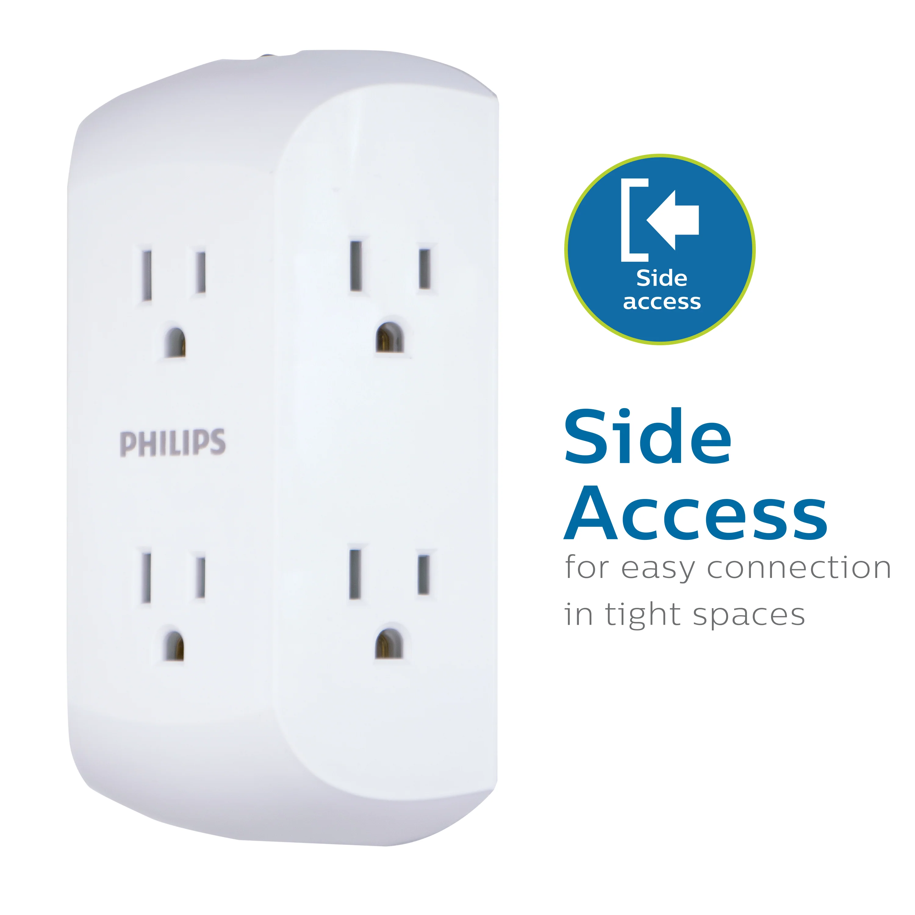 Philips 6 Outlet Grounded Wall Tap, Resettable Circuit Breaker, White, SPS1460WA/37 - Image 5