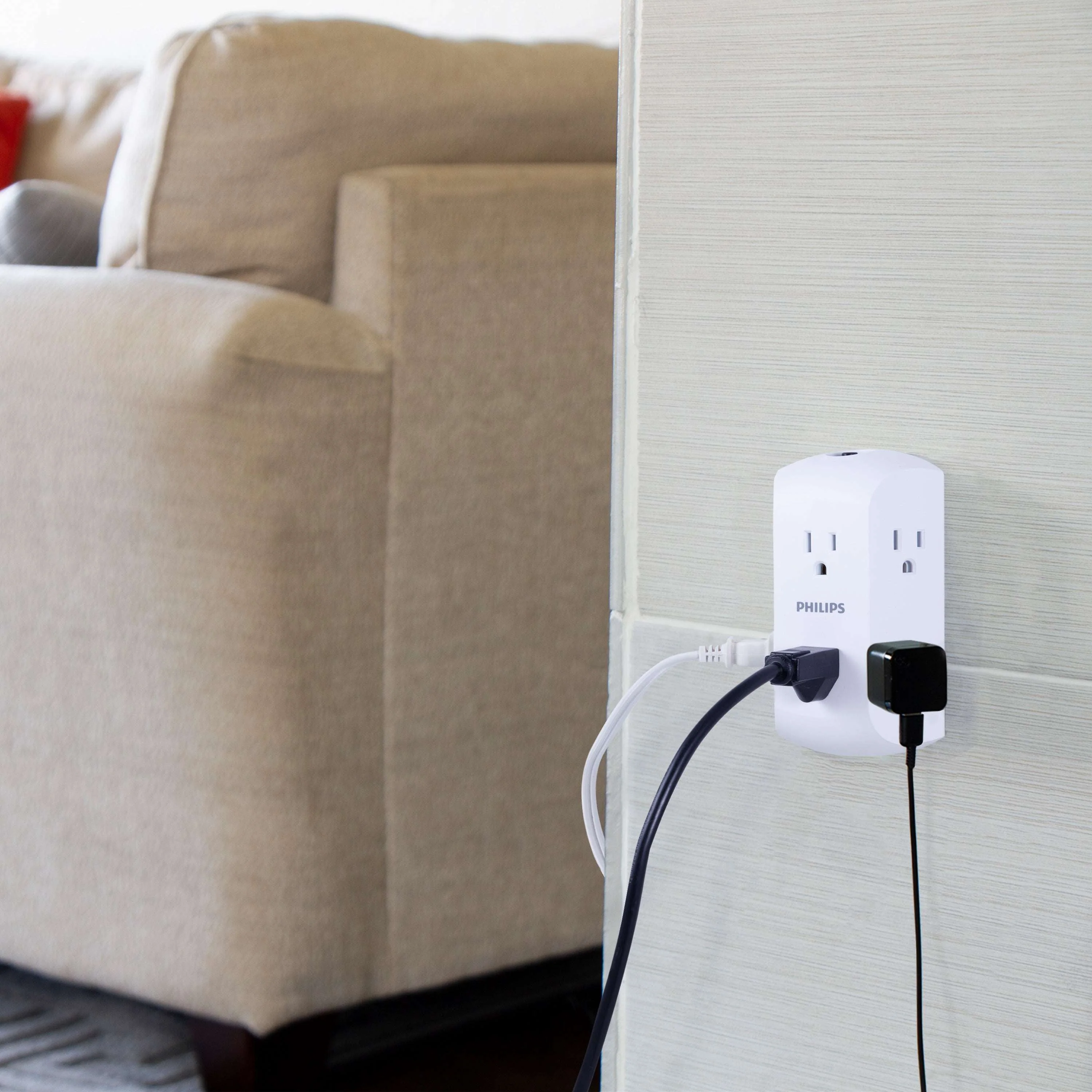 Philips 6 Outlet Grounded Wall Tap, Resettable Circuit Breaker, White, SPS1460WA/37 - Image 8