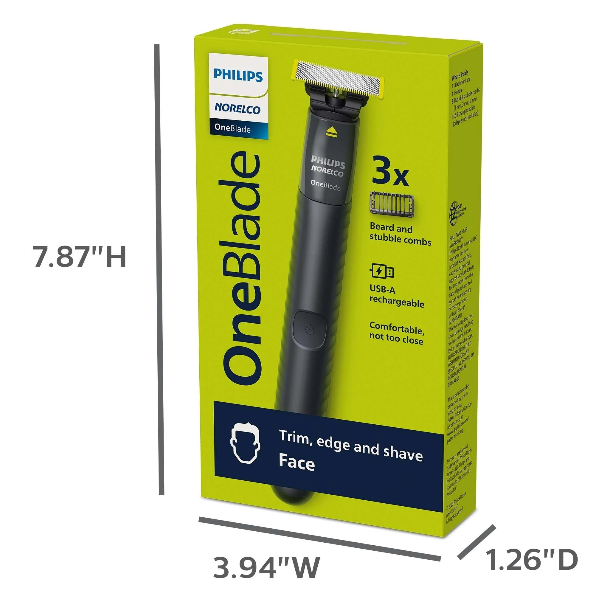 Philips Norelco Oneblade Original Face, Powered Electric Shaver and Trimmer, QP1424/70 - Image 2