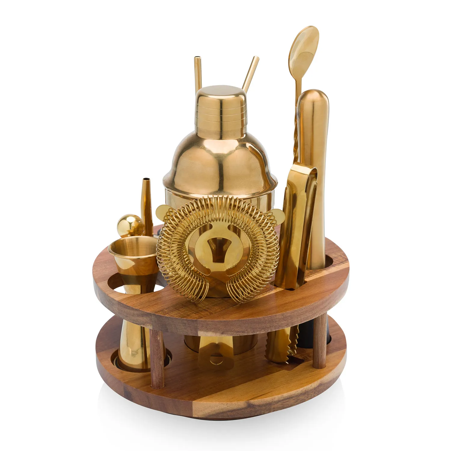 Picnic Time Acacia Gold Bar Tools, Set of 13
