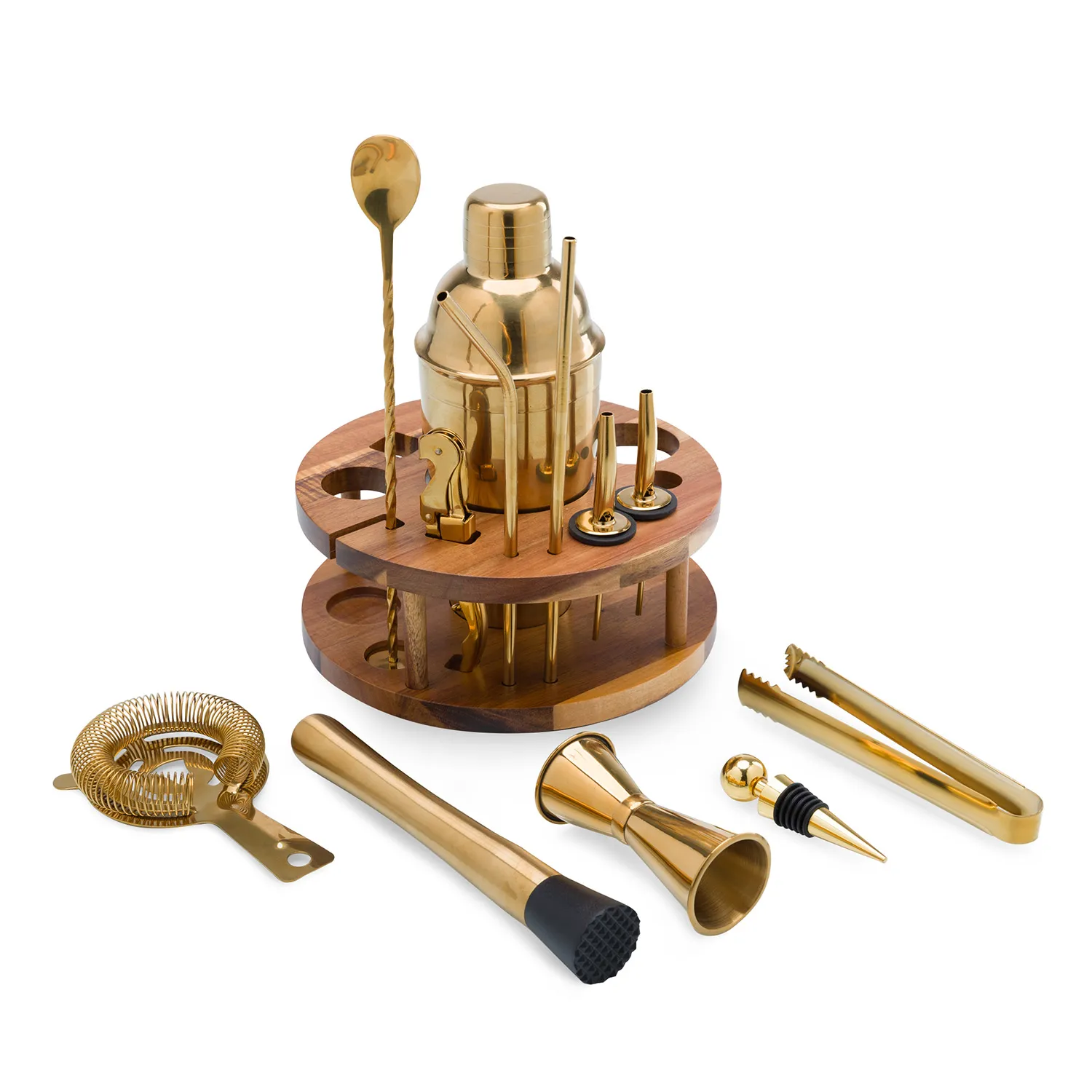 Picnic Time Acacia Gold Bar Tools, Set of 13 - Image 5
