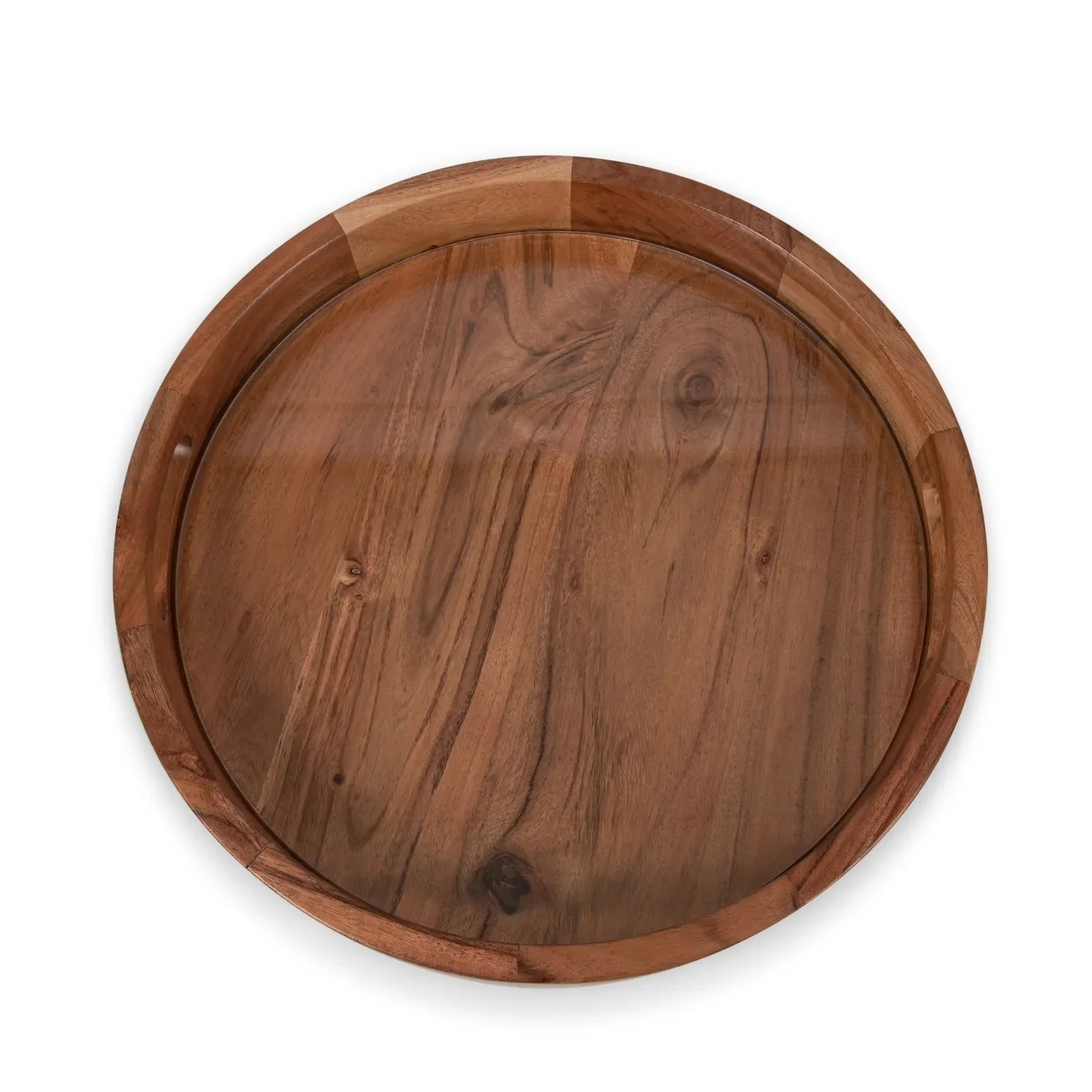 Picnic Time Acacia Wood Serving Tray w/ Glass Insert - Image 4