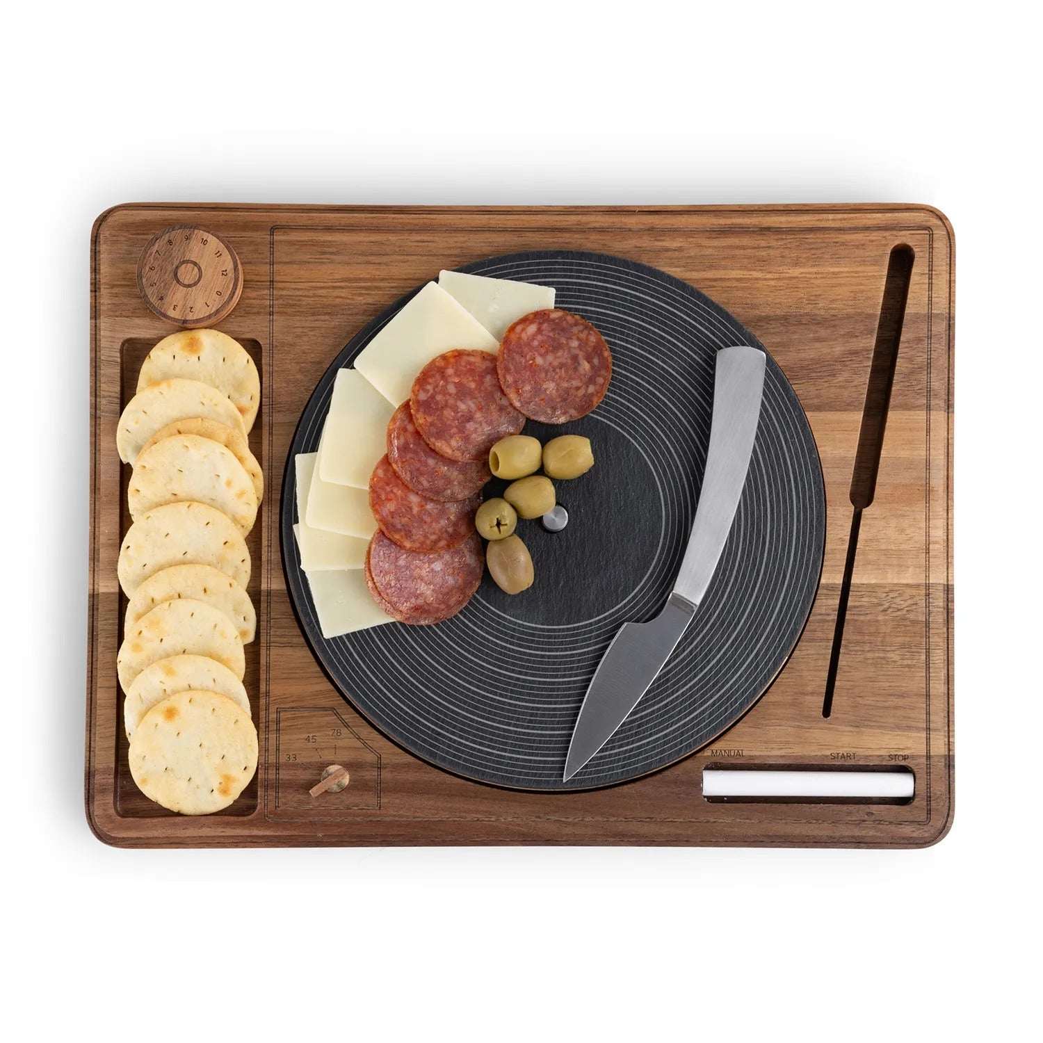 Picnic Time Turntable Cheese Board with Knife