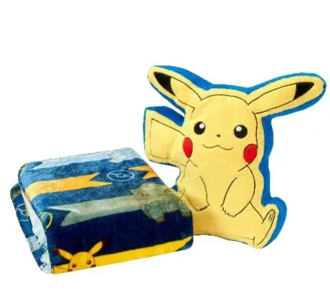 Pokemon Pikachu Cute Silk Touch Throw Blanket and Plush Character Hugger Set - Image 2