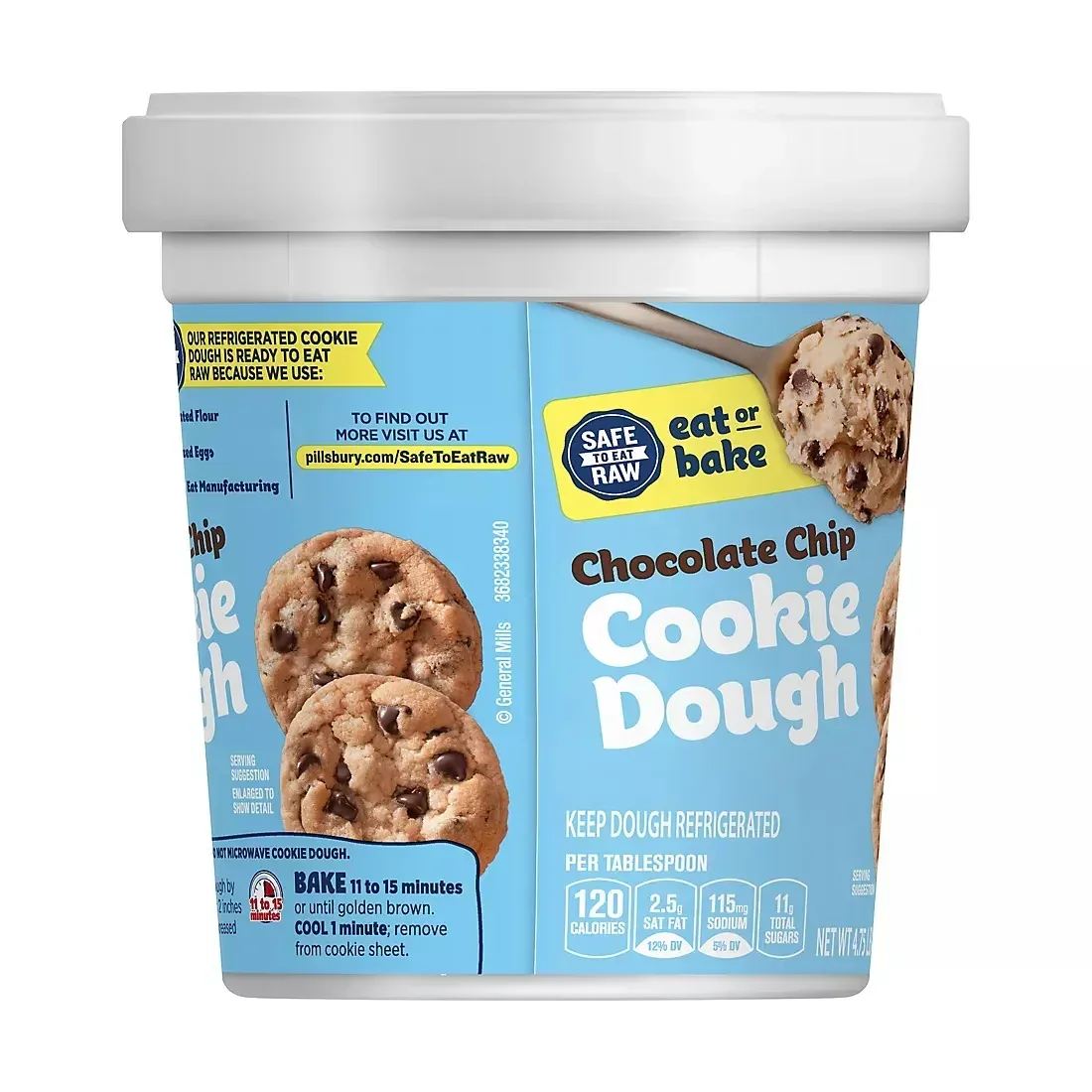 Pillsbury Chocolate Chip Cookie Dough Tub, Bakes 76 Cookies, 4.75 lbs. - Image 2