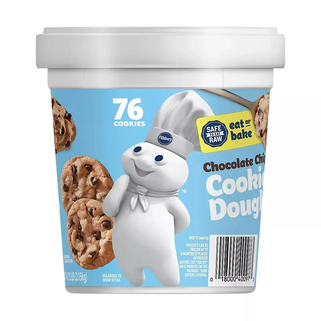 Pillsbury Chocolate Chip Cookie Dough Tub, Bakes 76 Cookies, 4.75 lbs. - Image 4