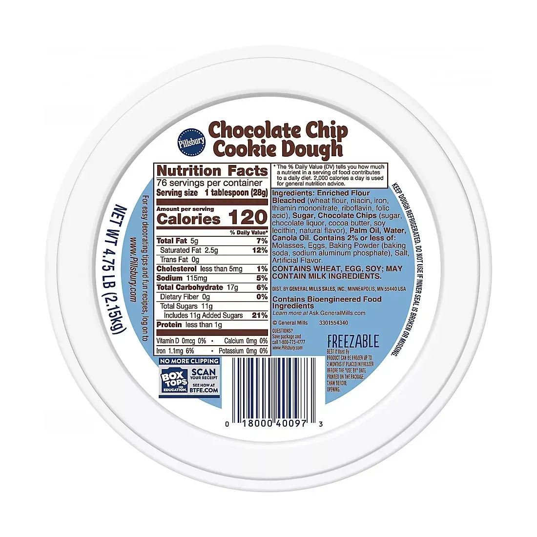 Pillsbury Chocolate Chip Cookie Dough Tub, Bakes 76 Cookies, 4.75 lbs. - Image 5