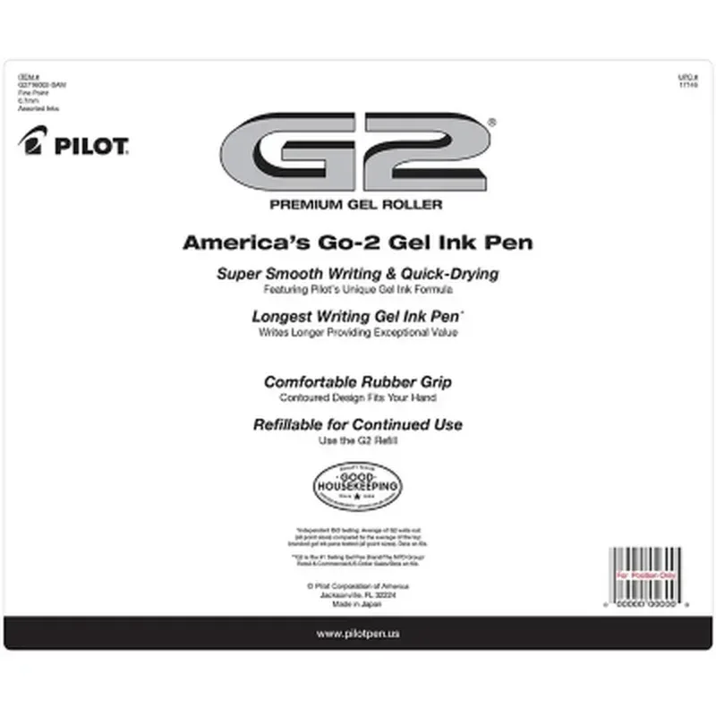 Pilot G2 Retractable Gel Pens, Fine (0.7Mm), Assorted, 16 Pack