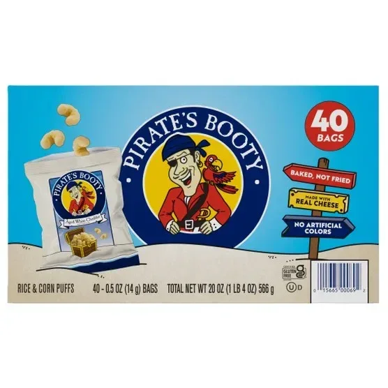 Pirate's Booty Aged White Cheddar Snack, 0.5 oz, 40-count - Image 3