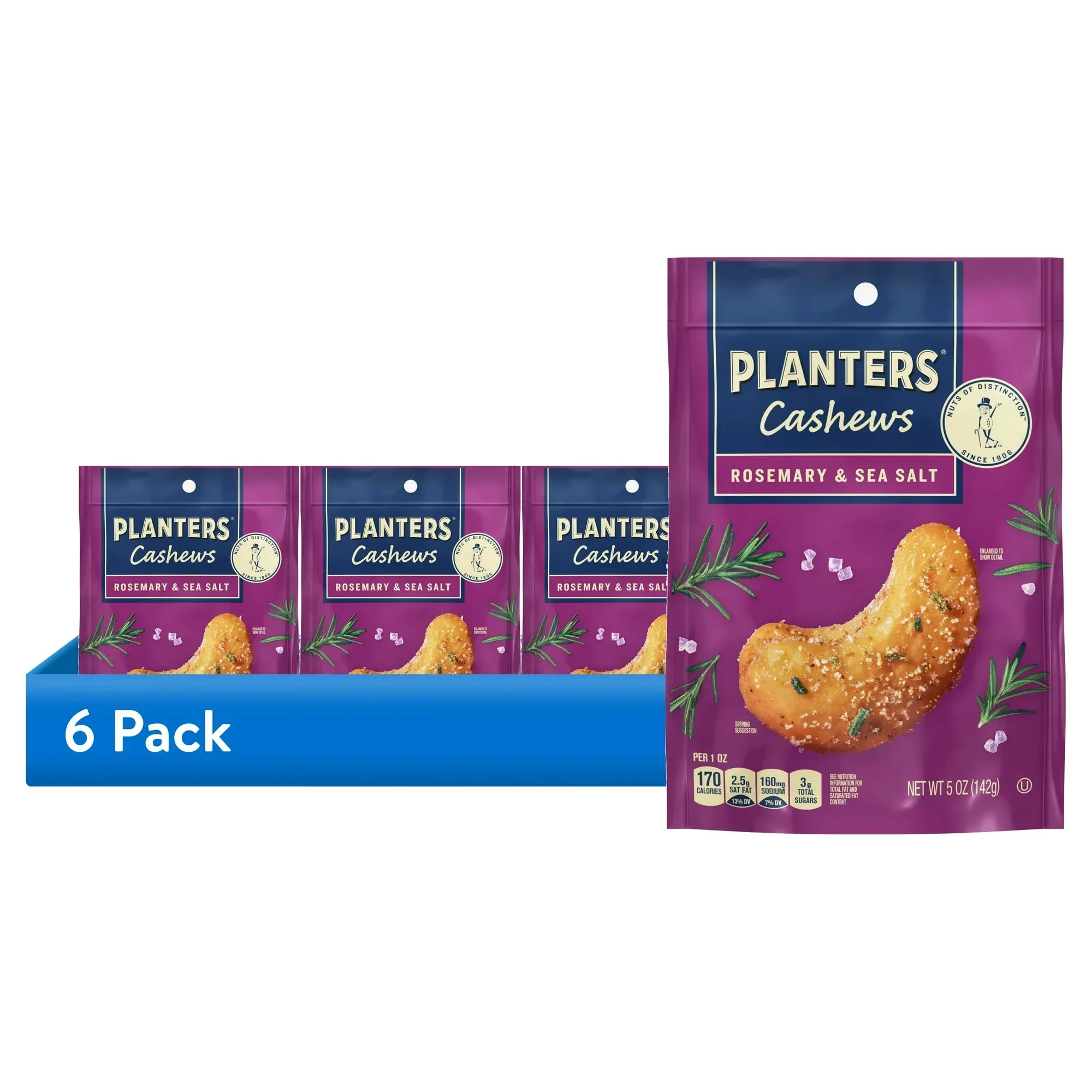 PLANTERS Cashews Rosemary & Sea Salt, Party Snacks, Plant Based Protein, 5 oz Bag - Image 7