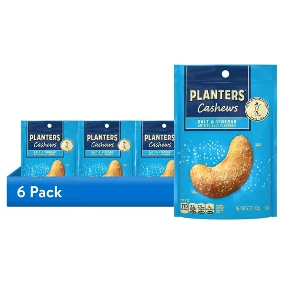 PLANTERS Cashews Salt and Vinegar, Party Snacks, Plant Based Protein, 5 oz Resealable Bag - Image 7