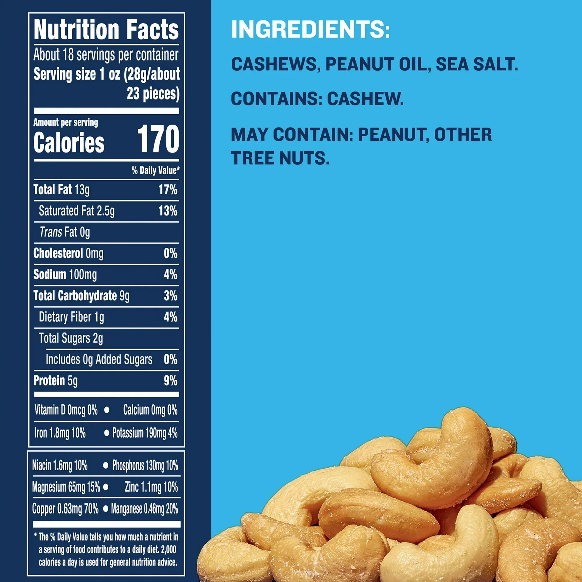 PLANTERS Deluxe Salted Whole Cashews, Party Snacks, Plant Based Protein, 33 oz Plastic Jar - Image 3