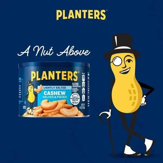 PLANTERS Lightly Salted Cashew Halves and Pieces, Party Snacks, Plant-Based Protein, 8 oz Canister - Image 3